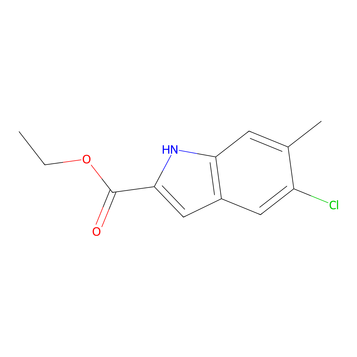 Ethyl 5-chloro-6-methyl-1H-indole-2-carboxylate molecular structure, CAS 1352909-23-9