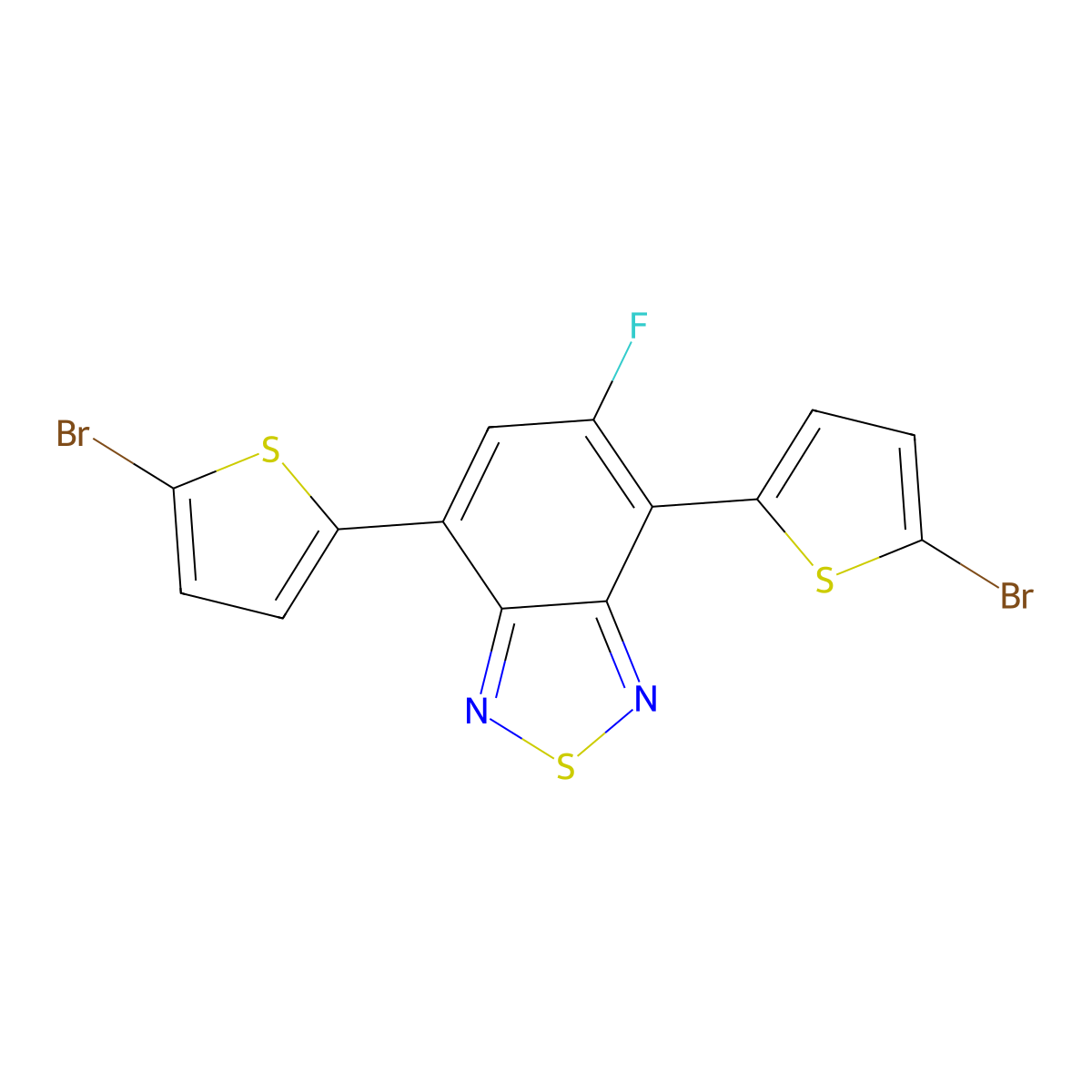 4,7-Bis(5-bromothiophen-2-yl)-5-fluorobenzo[c][1,2,5]thiadiazole molecular structure, CAS 1352921-50-6