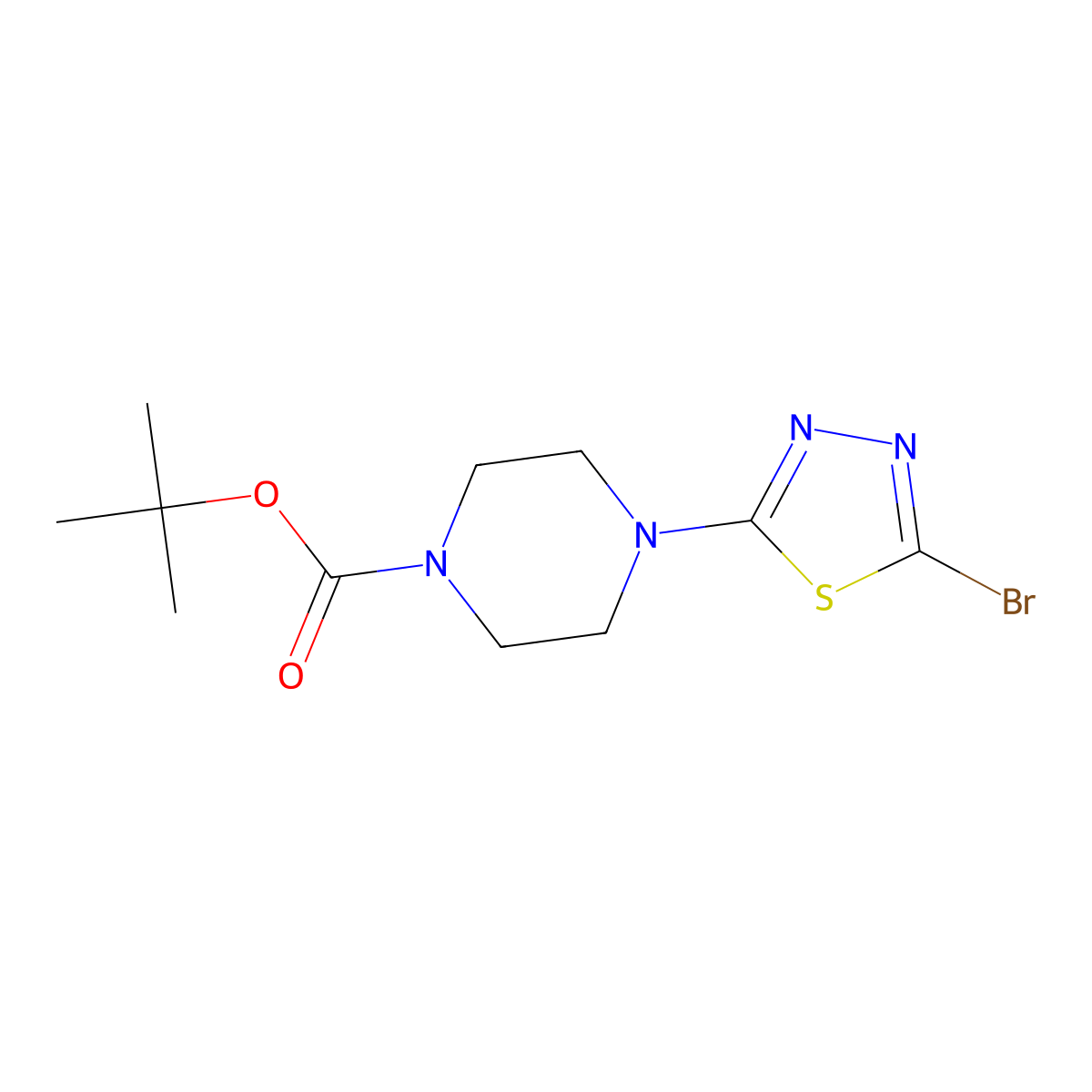tert-Butyl 4-(5-bromo-1,3,4-thiadiazol-2-yl)piperazine-1-carboxylate molecular structure, CAS 1352925-43-9