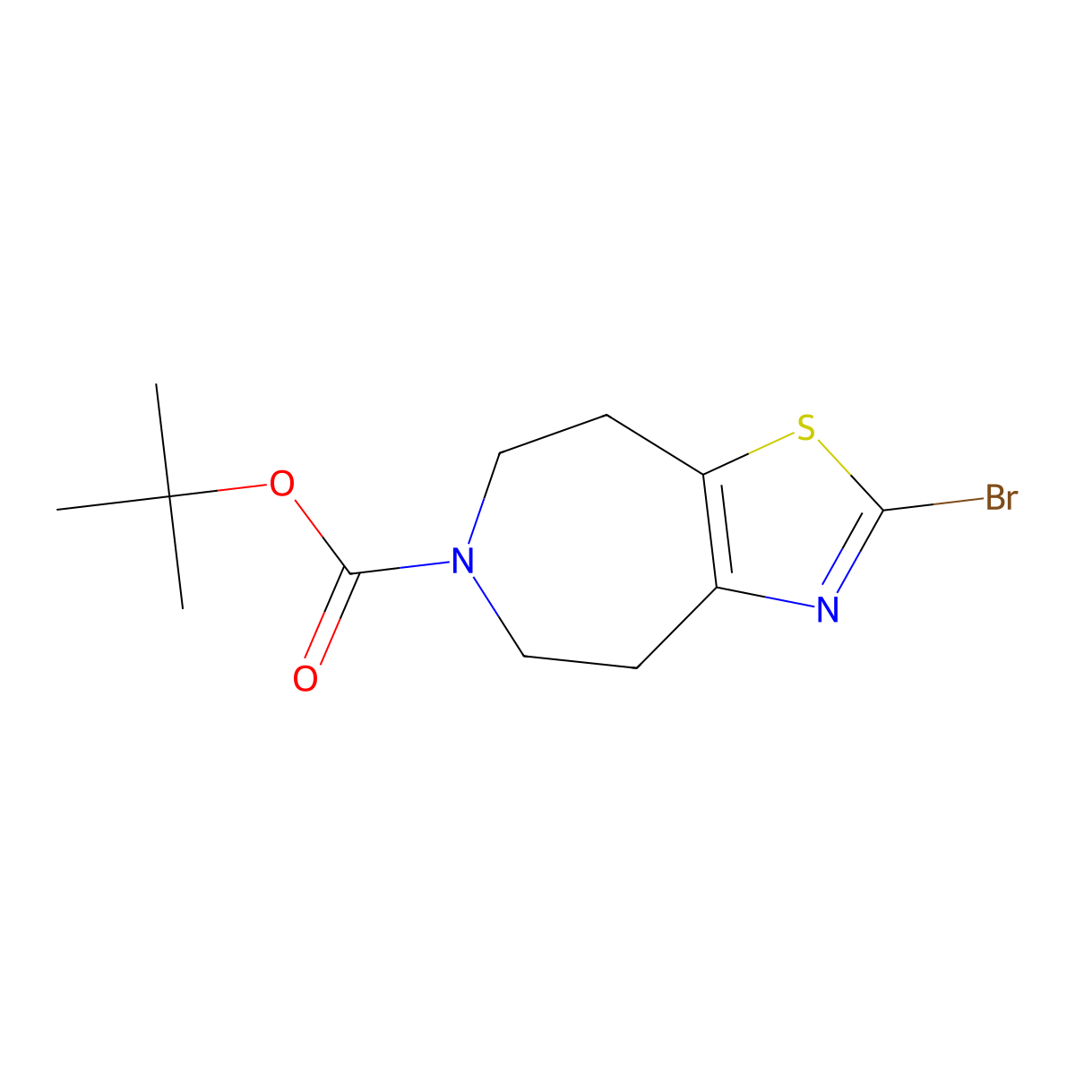 tert-butyl 2-bromo-4H,5H,6H,7H,8H-(1,3)thiazolo(4,5-d)azepine-6-carboxylate molecular structure, CAS 1352925-59-7