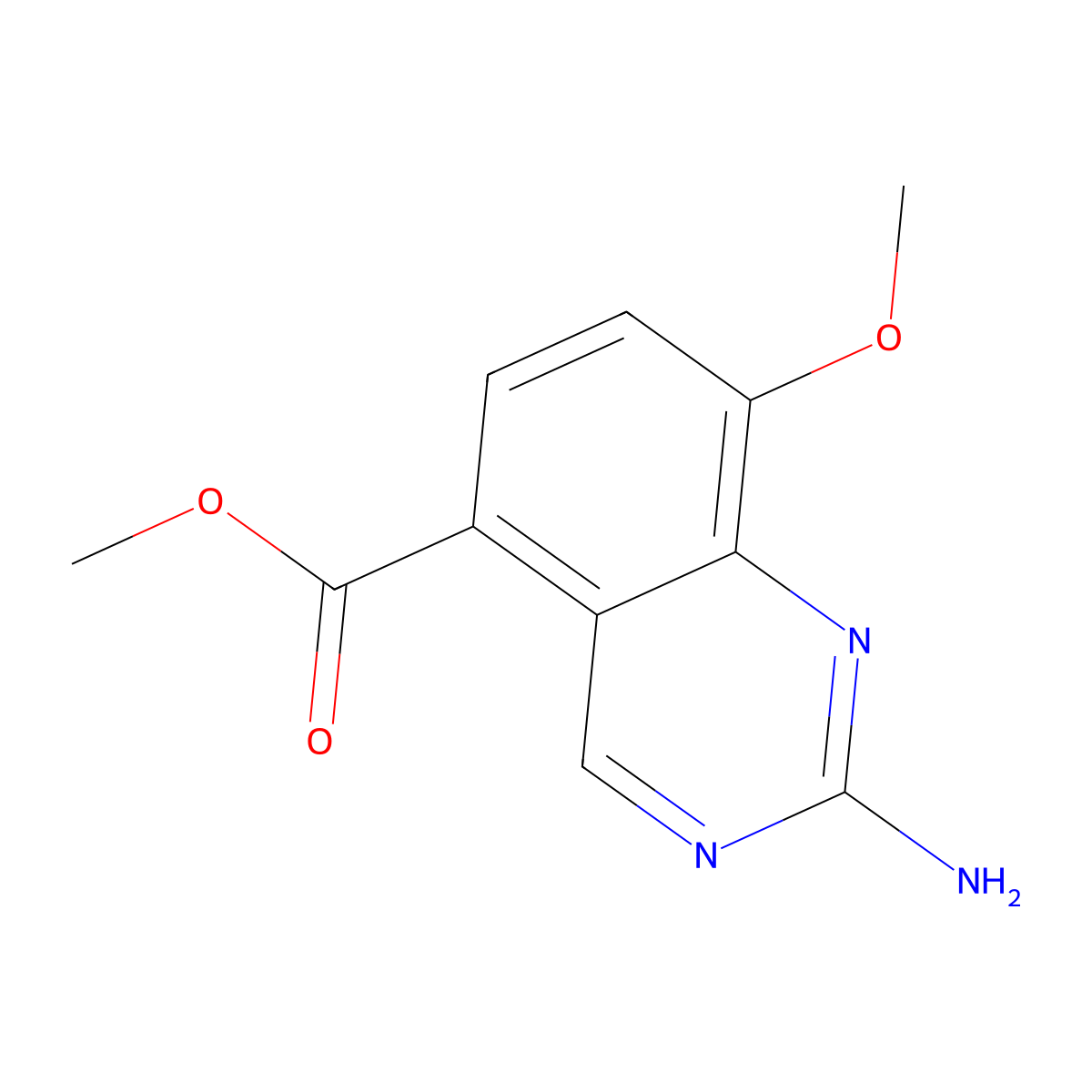 Methyl 2-amino-8-methoxyquinazoline-5-carboxylate molecular structure, CAS 1352925-69-9