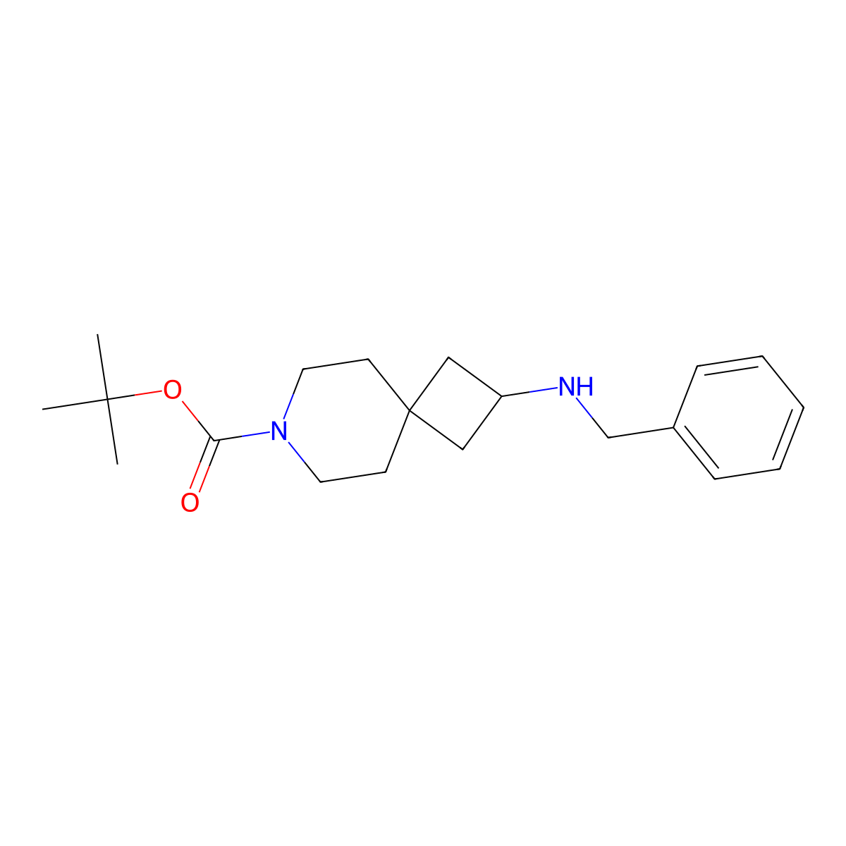 Tert-butyl 2-(benzylamino)-7-azaspiro[3.5]nonane-7-carboxylate molecular structure, CAS 1352925-74-6