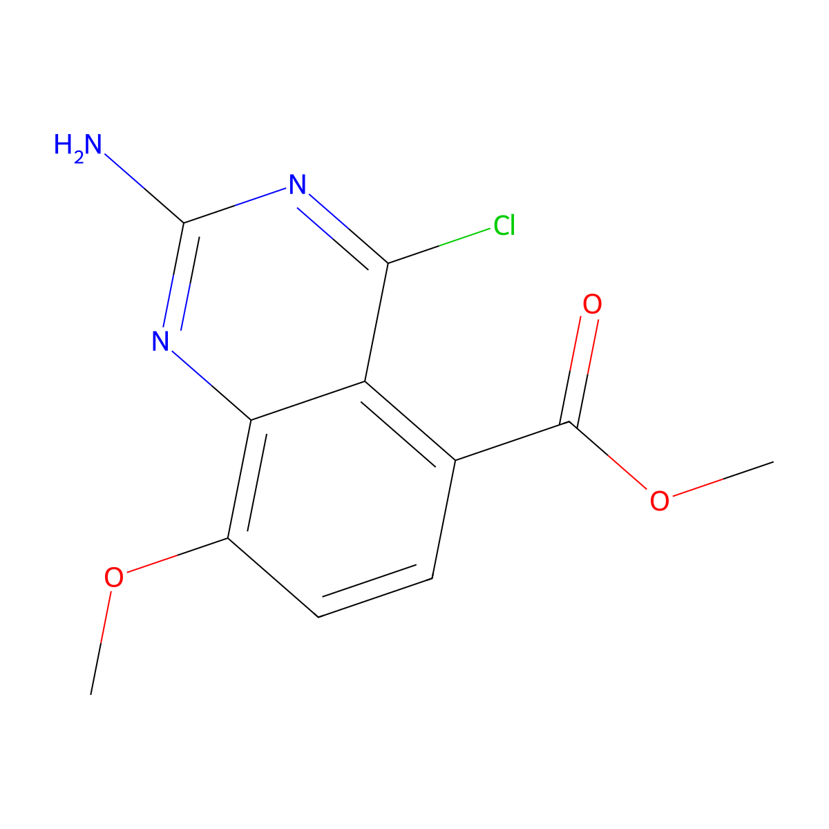 Methyl 2-amino-4-chloro-8-methoxyquinazoline-5-carboxylate molecular structure, CAS 1352925-79-1