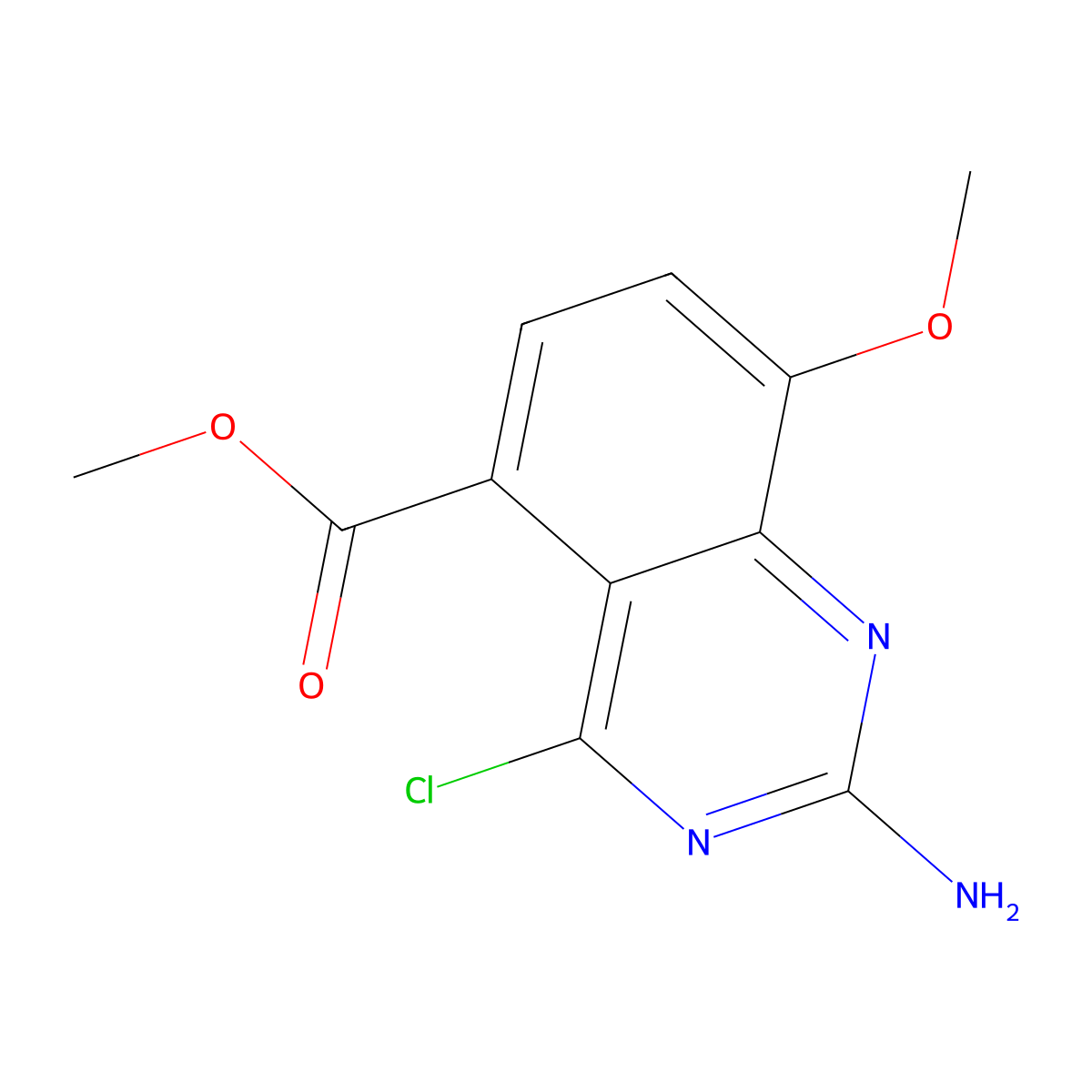 Methyl 2-amino-4-chloro-8-methoxyquinazoline-5-carboxylate molecular structure, CAS 1352925-79-1