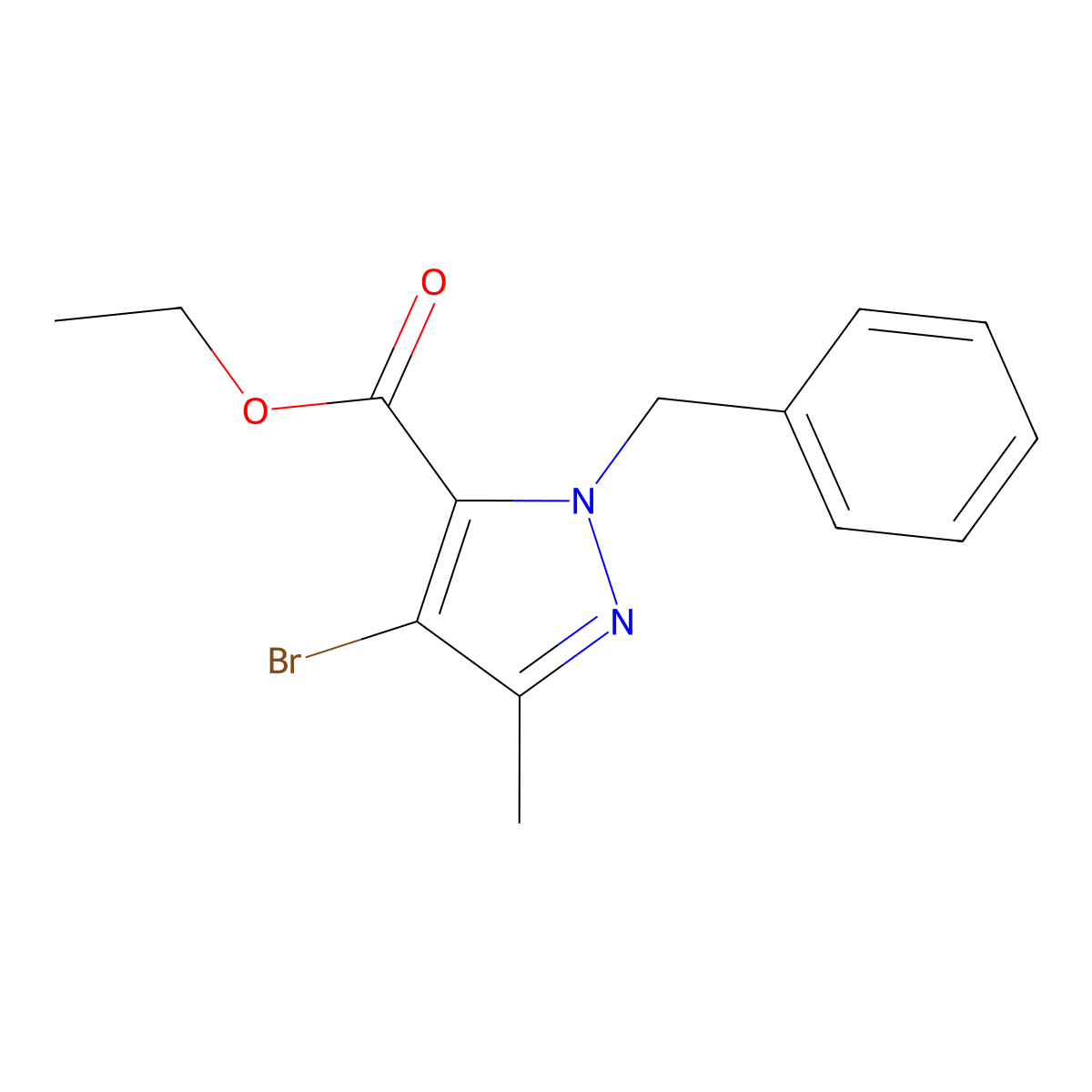 Ethyl 1-benzyl-4-bromo-3-methyl-1H-pyrazole-5-carboxylate molecular structure, CAS 1352925-94-0