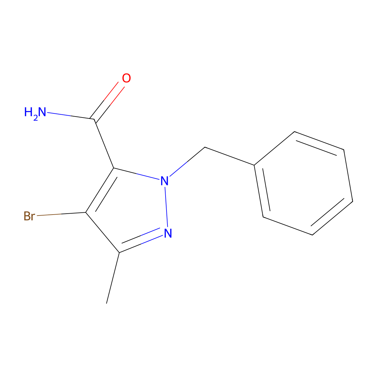 1-Benzyl-4-bromo-3-methyl-1H-pyrazole-5-carboxamide molecular structure, CAS 1352926-13-6