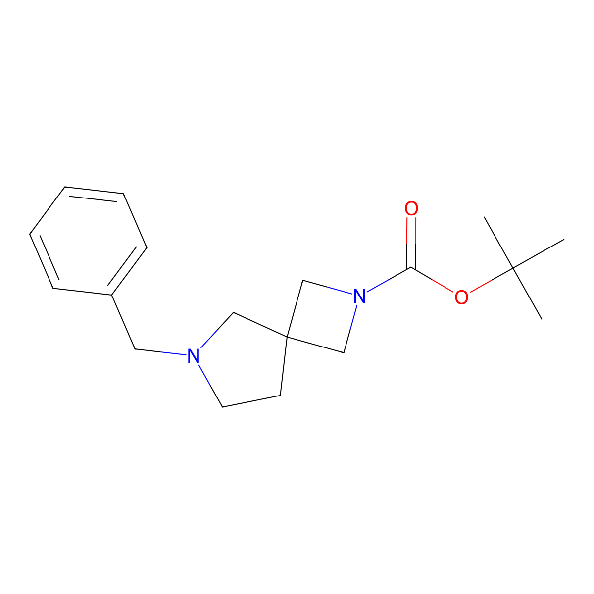 2,6-Diazaspiro(3.4)octane-2-carboxylic acid, 6-(phenylmethyl)-, 1,1-dimethylethyl ester molecular structure, CAS 1352926-14-7