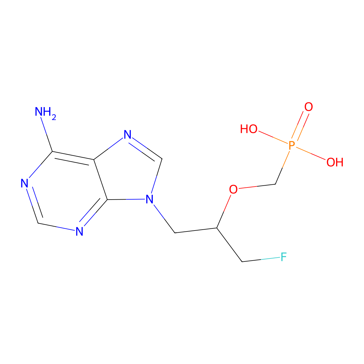 9-(3-Fluoro-2-phosphonylmethoxypropyl)adenine molecular structure, CAS 135295-27-1