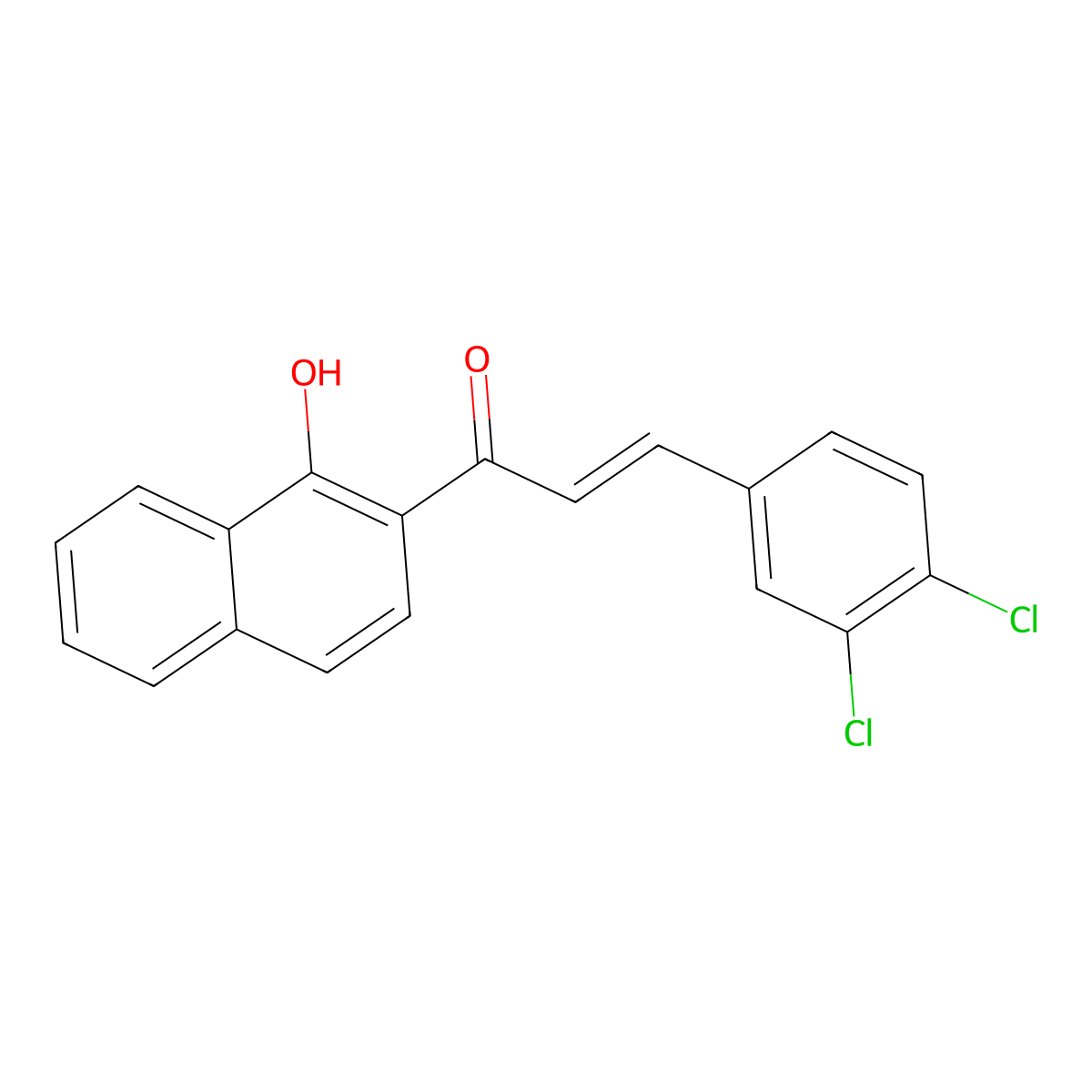 (E)-3-(3,4-dichlorophenyl)-1-(1-hydroxynaphthalen-2-yl)prop-2-en-1-one molecular structure, CAS 1352993-60-2