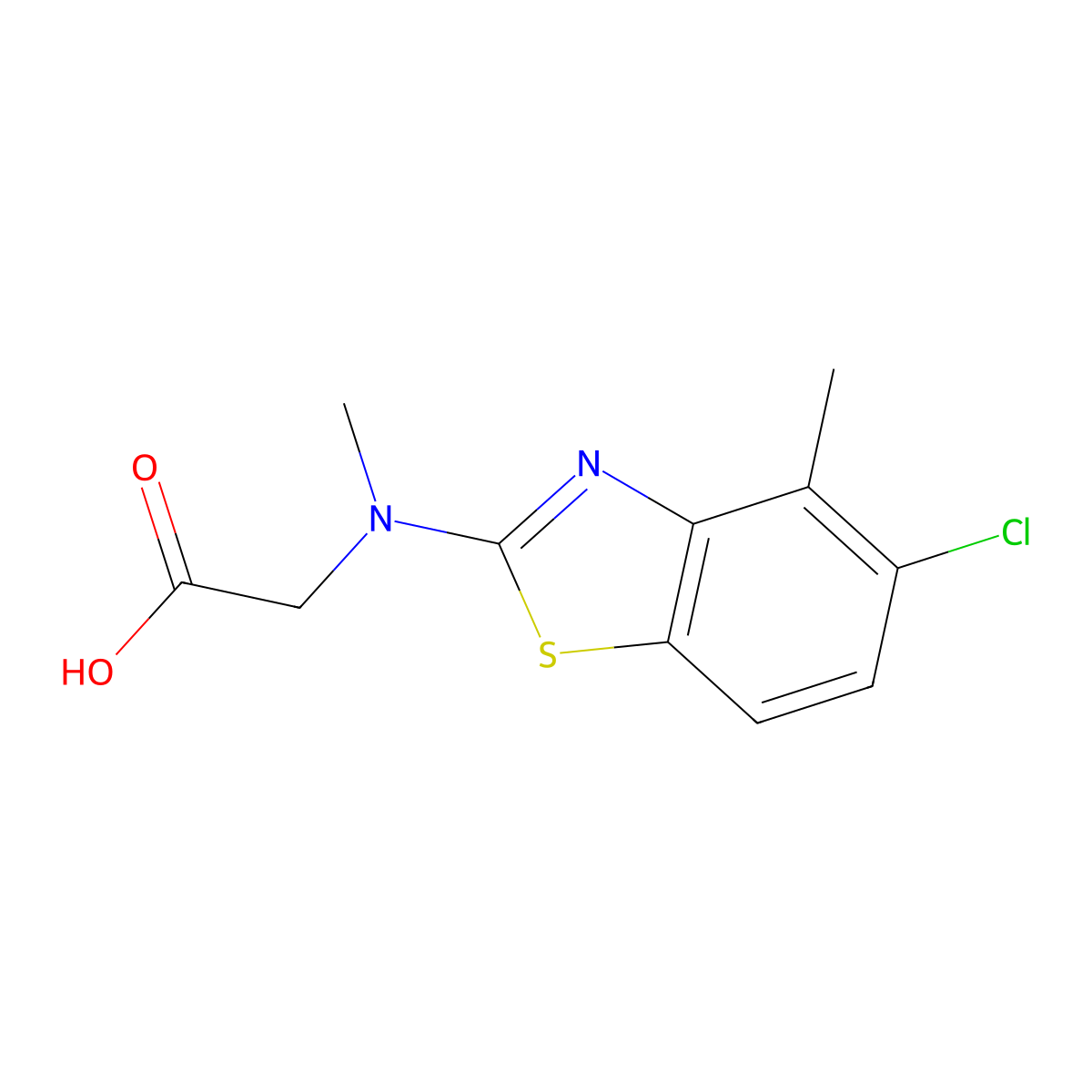 N-(5-chloro-4-methyl-1,3-benzothiazol-2-yl)-N-methylglycine molecular structure, CAS 1352999-05-3