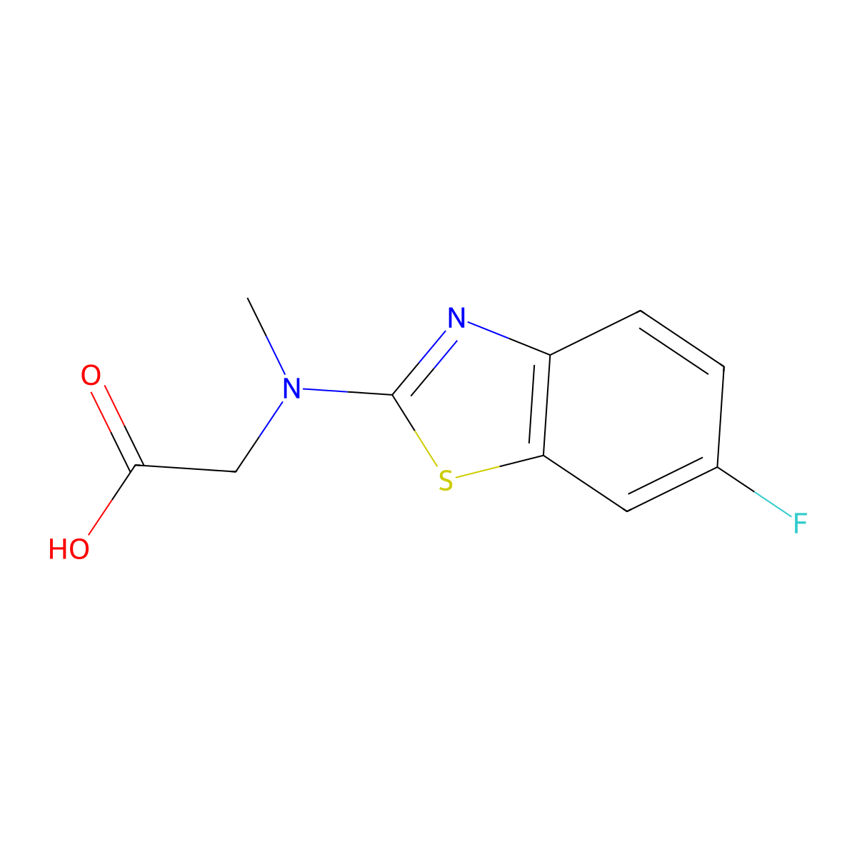 N-(6-fluoro-1,3-benzothiazol-2-yl)-N-methylglycine molecular structure, CAS 1352999-06-4