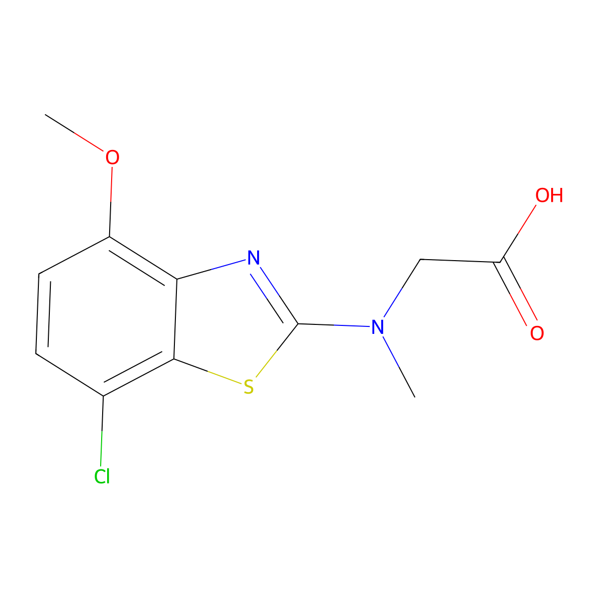 N-(7-chloro-4-methoxy-1,3-benzothiazol-2-yl)-N-methylglycine molecular structure, CAS 1352999-21-3