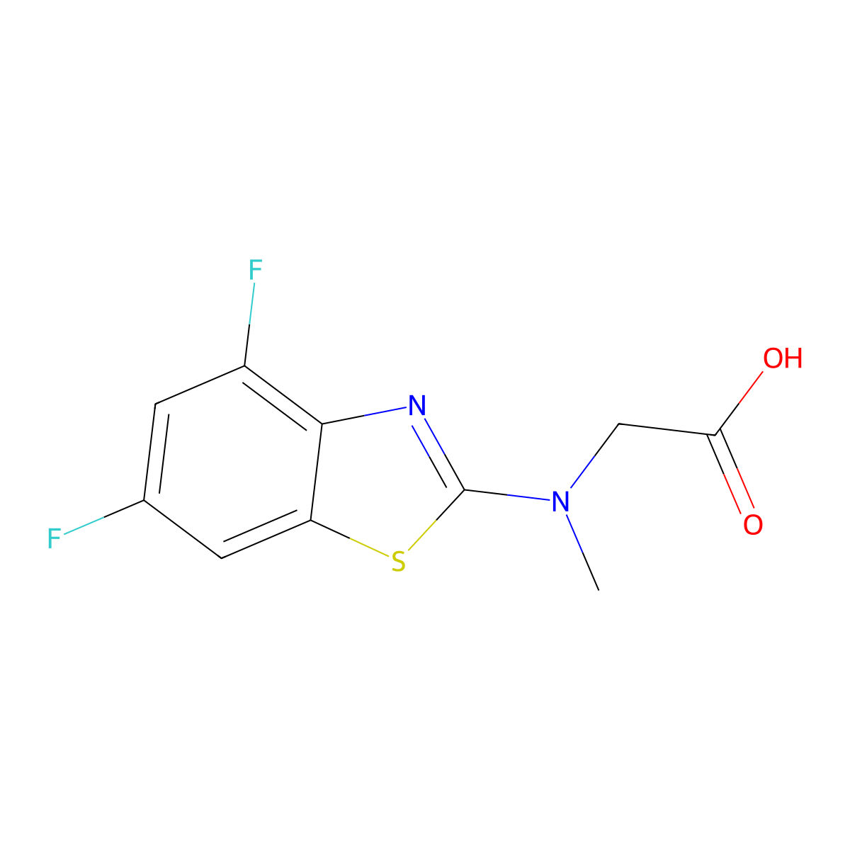 N-(4,6-difluoro-1,3-benzothiazol-2-yl)-N-methylglycine molecular structure, CAS 1352999-33-7