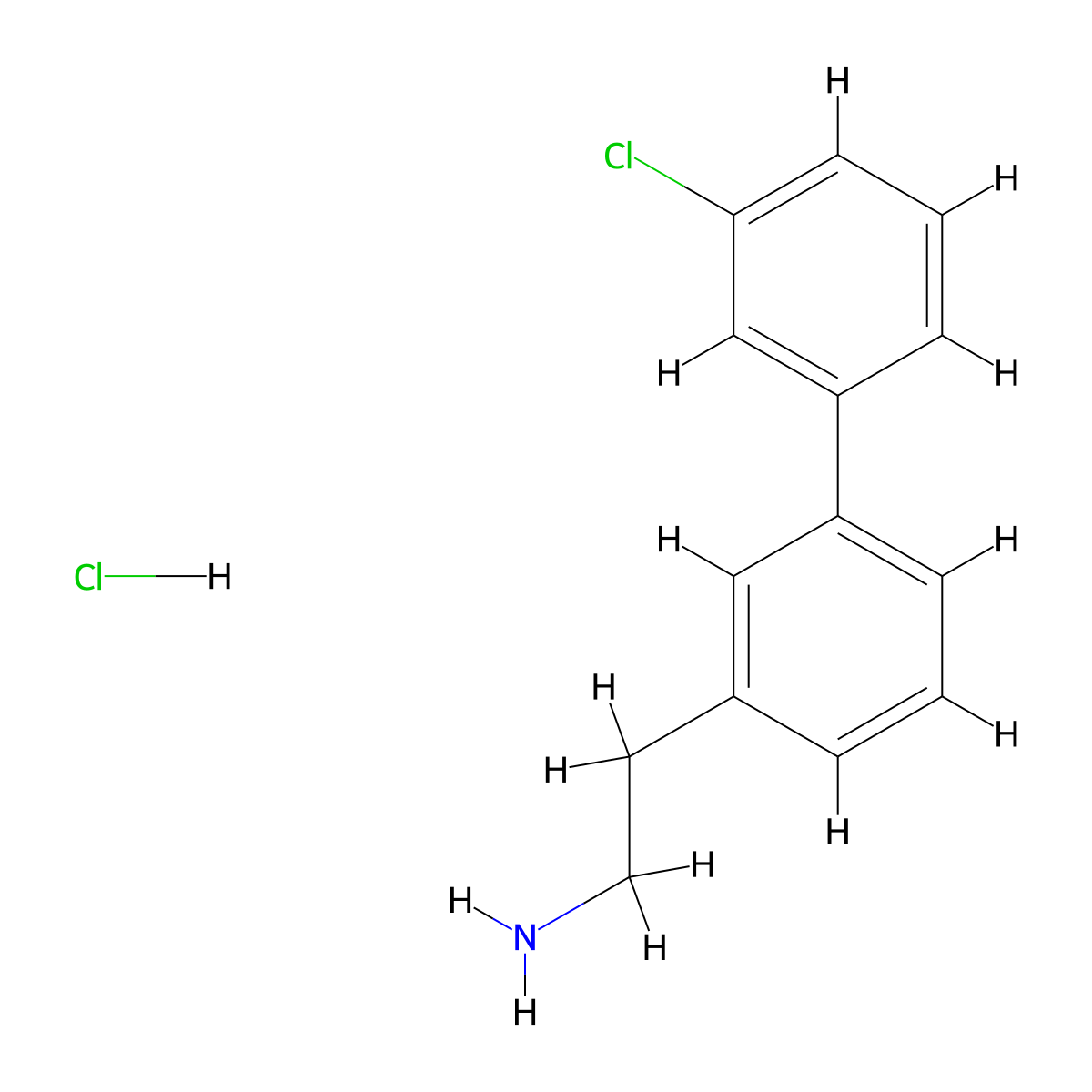 2-[3-(3-Chlorophenyl)phenyl]ethan-1-amine hydrochloride molecular structure, CAS 1352999-36-0