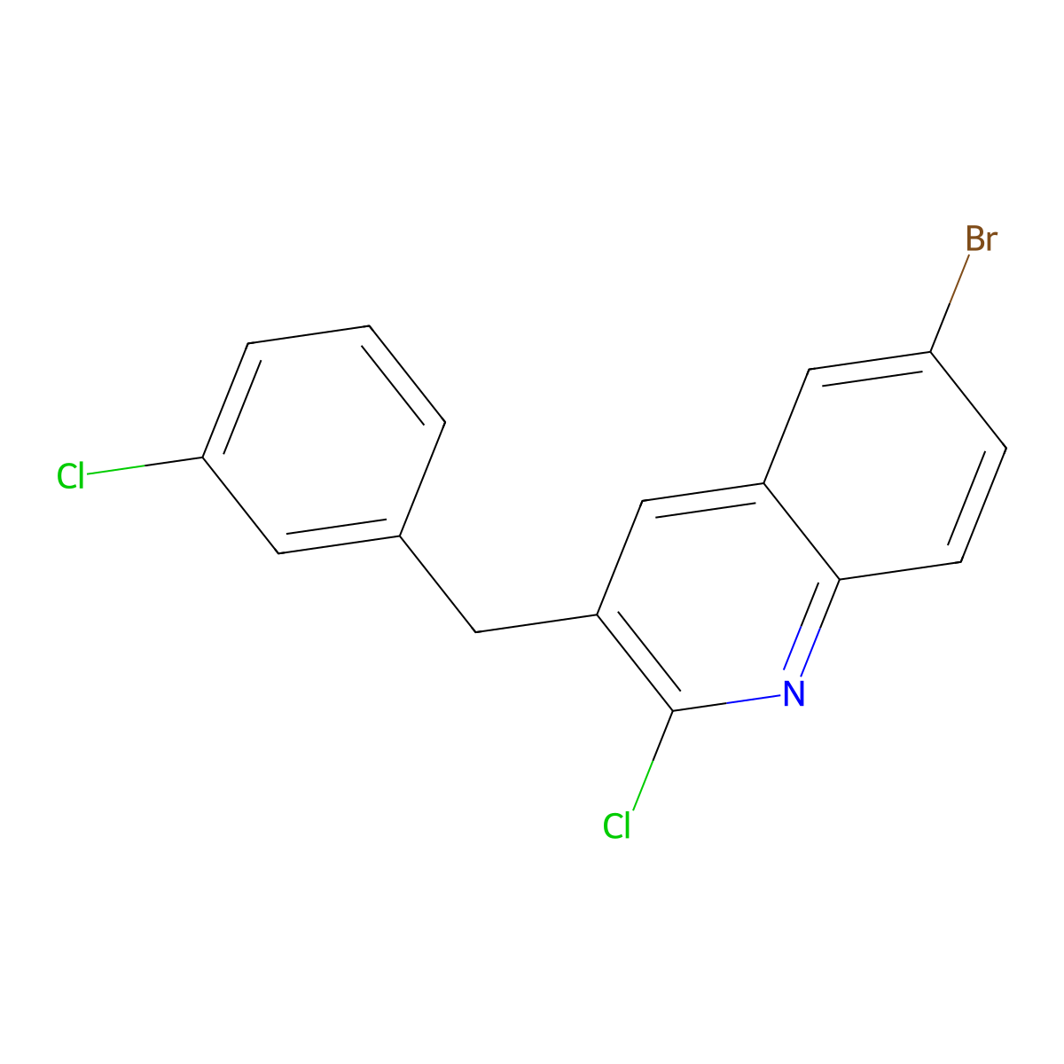 6-Bromo-2-chloro-3-[(3-chlorophenyl)methyl]quinoline molecular structure, CAS 1352999-45-1