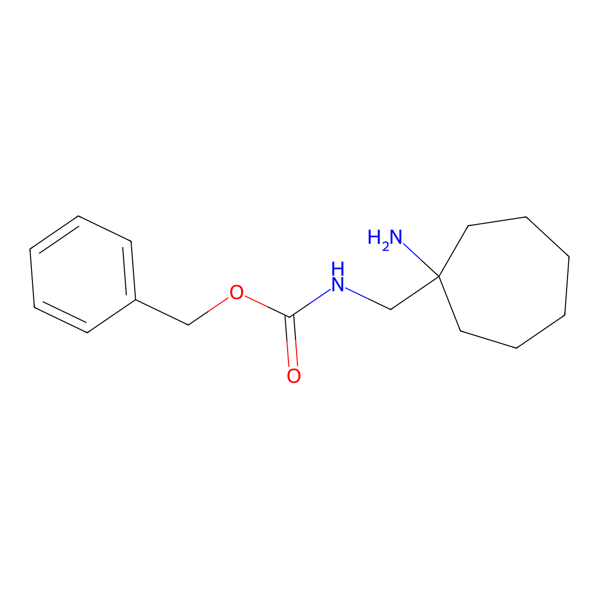 benzyl N-[(1-aminocycloheptyl)methyl]carbamate molecular structure, CAS 1352999-50-8
