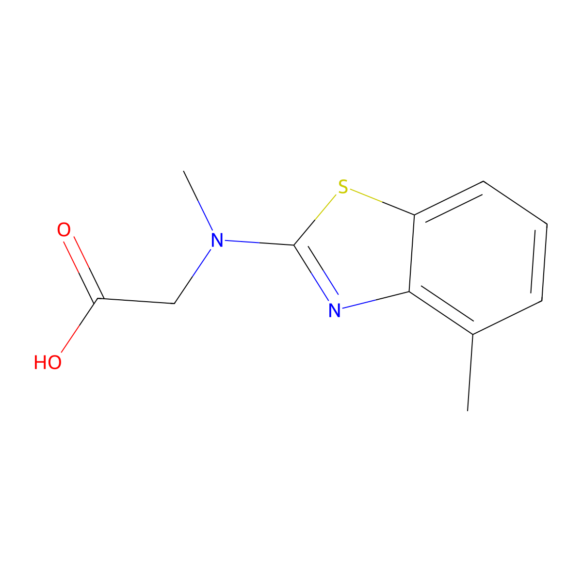N-methyl-N-(4-methyl-1,3-benzothiazol-2-yl)glycine molecular structure, CAS 1352999-54-2