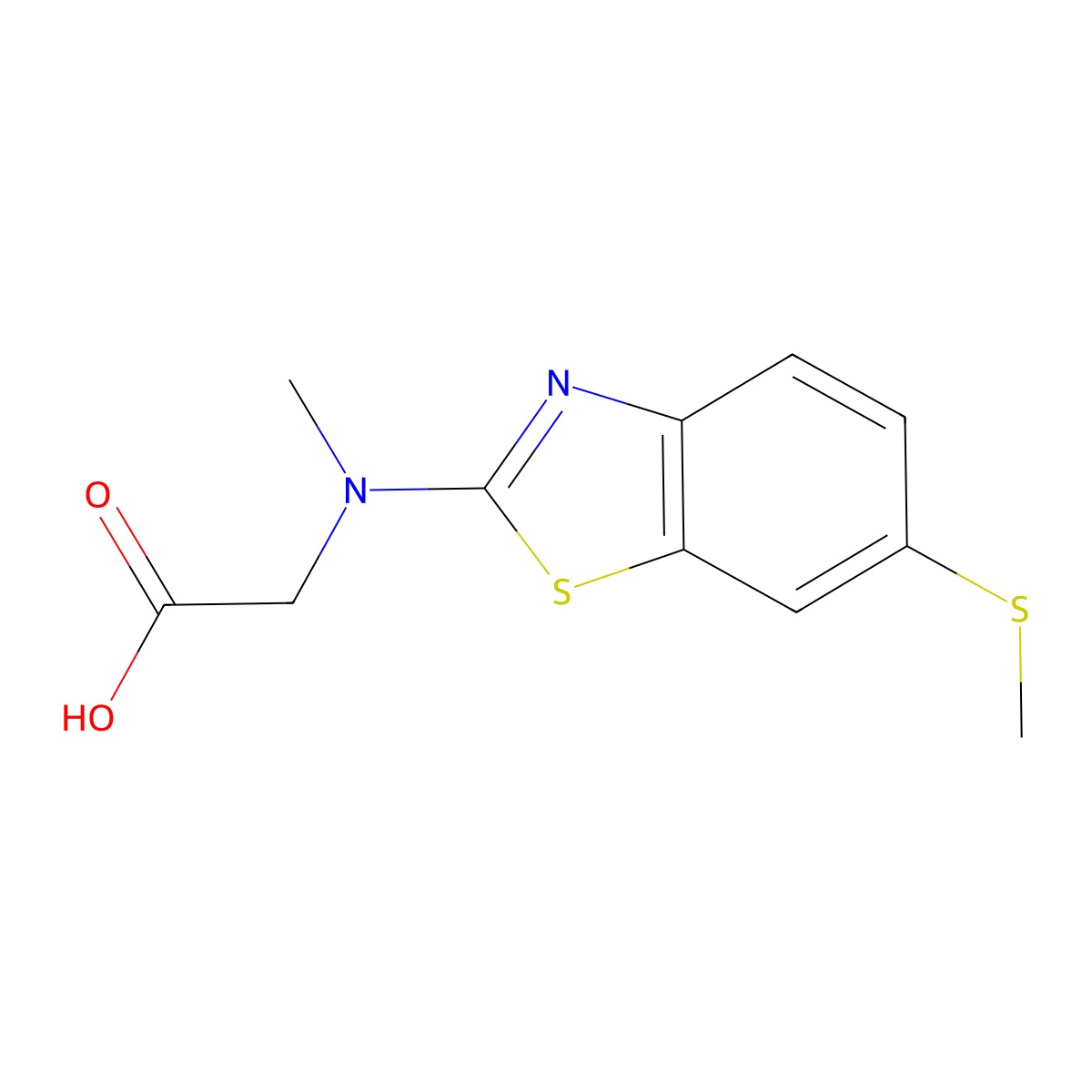 N-methyl-N-[6-(methylthio)-1,3-benzothiazol-2-yl]glycine molecular structure, CAS 1352999-55-3