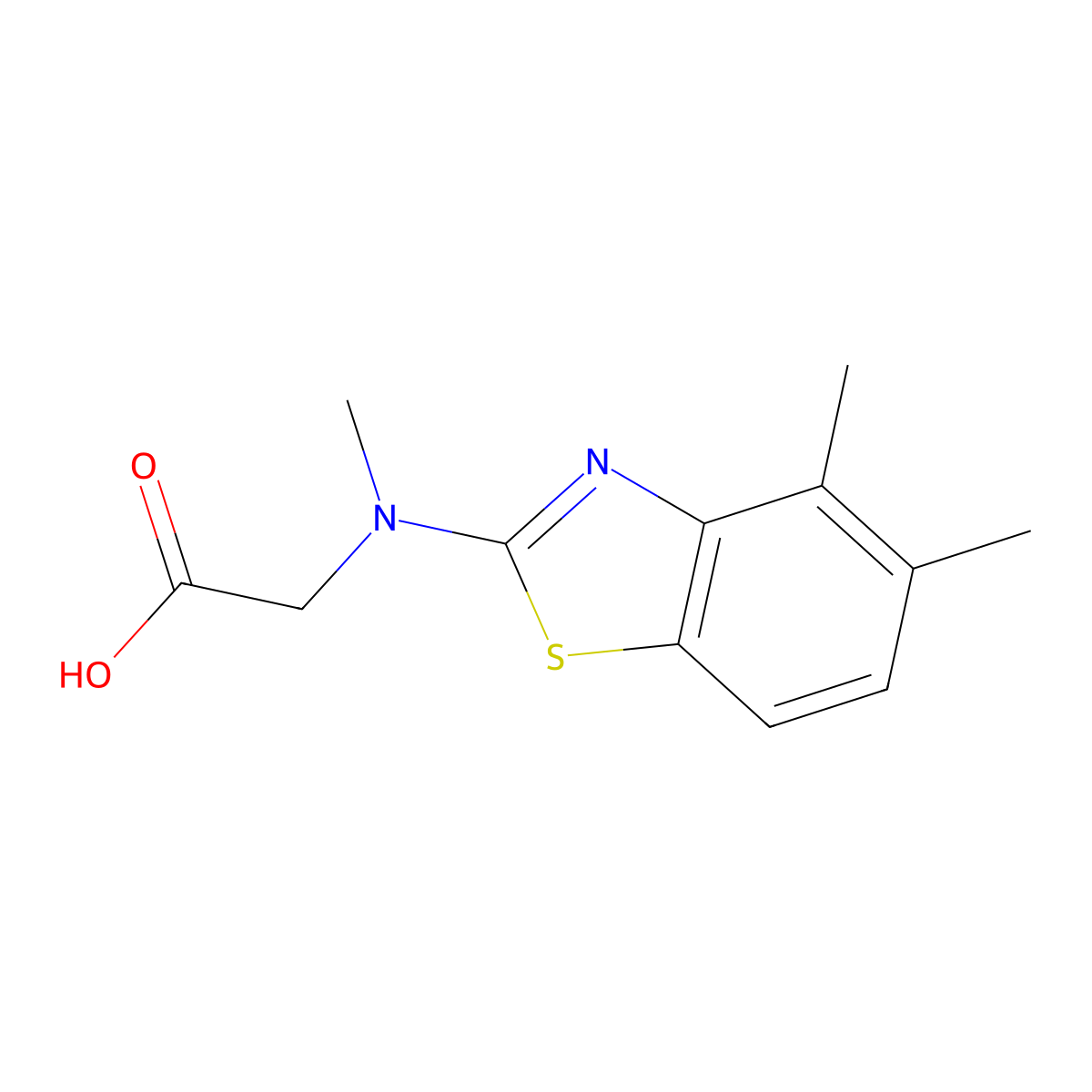 N-(4,5-dimethyl-1,3-benzothiazol-2-yl)-N-methylglycine molecular structure, CAS 1352999-57-5