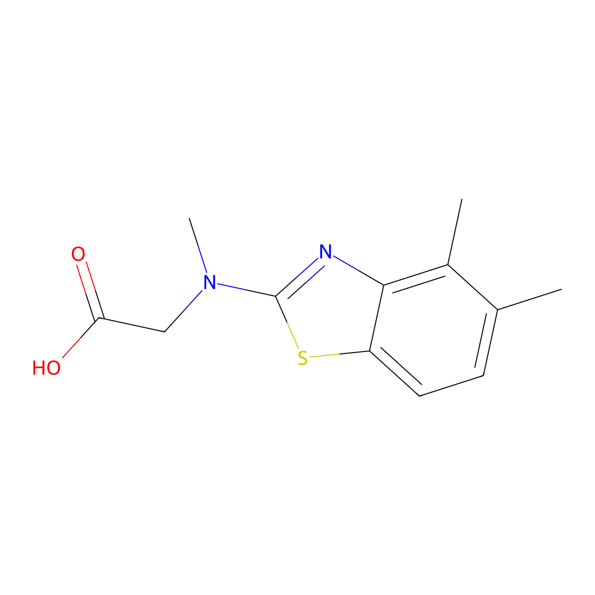 N-(4,5-dimethyl-1,3-benzothiazol-2-yl)-N-methylglycine molecular structure, CAS 1352999-57-5