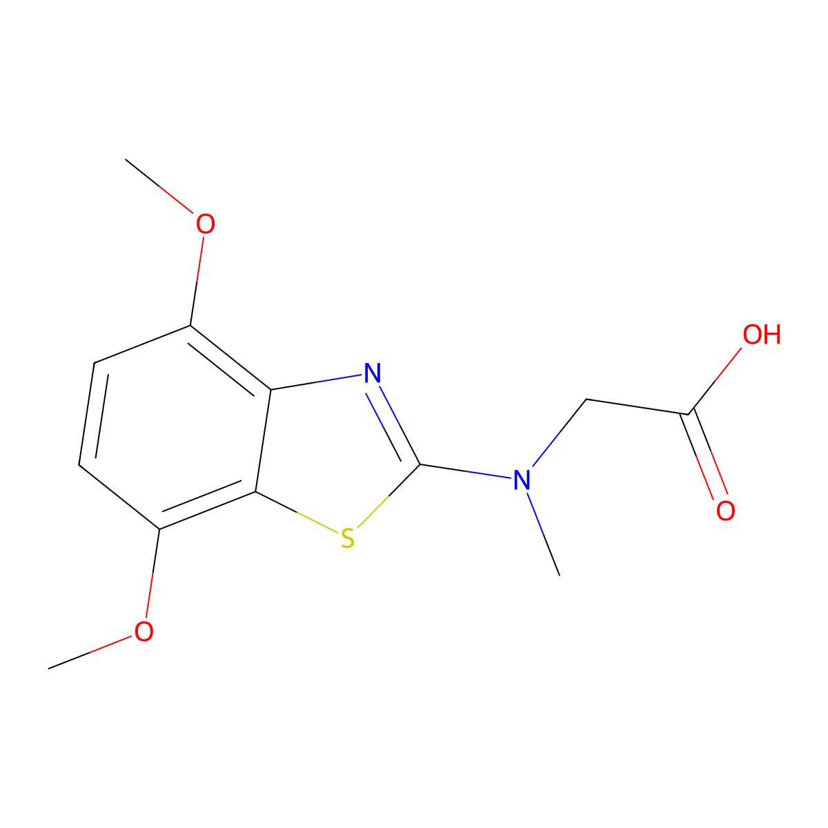 N-(4,7-dimethoxy-1,3-benzothiazol-2-yl)-N-methylglycine molecular structure, CAS 1352999-58-6