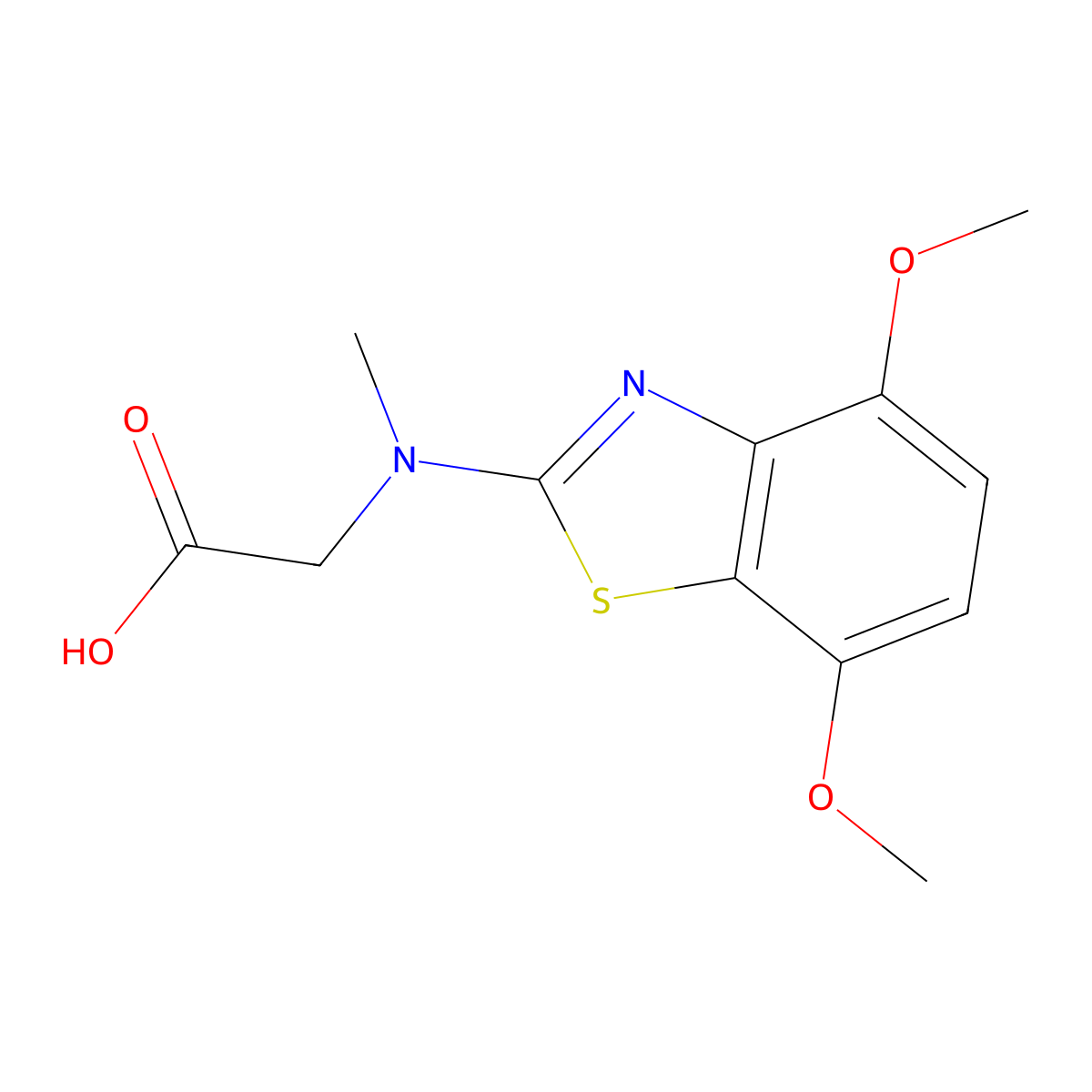 N-(4,7-dimethoxy-1,3-benzothiazol-2-yl)-N-methylglycine molecular structure, CAS 1352999-58-6