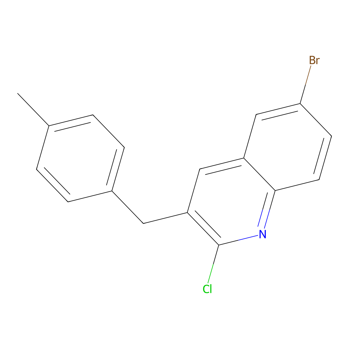 6-Bromo-2-chloro-3-[(4-methylphenyl)methyl]quinoline molecular structure, CAS 1352999-60-0