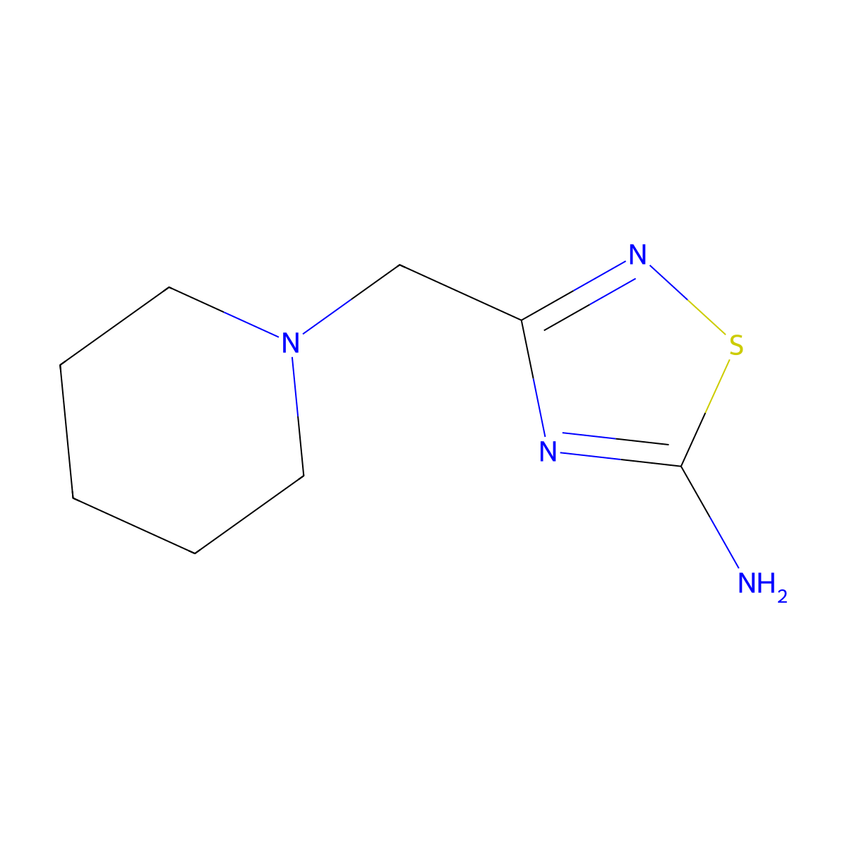 3-(Piperidin-1-ylmethyl)-1,2,4-thiadiazol-5-amine molecular structure, CAS 1352999-69-9