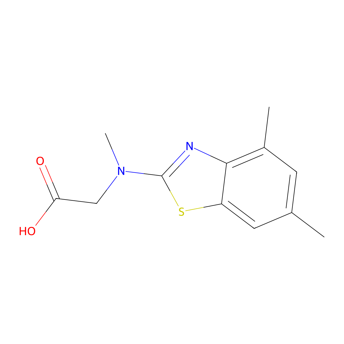 N-(4,6-dimethyl-1,3-benzothiazol-2-yl)-N-methylglycine molecular structure, CAS 1352999-81-5