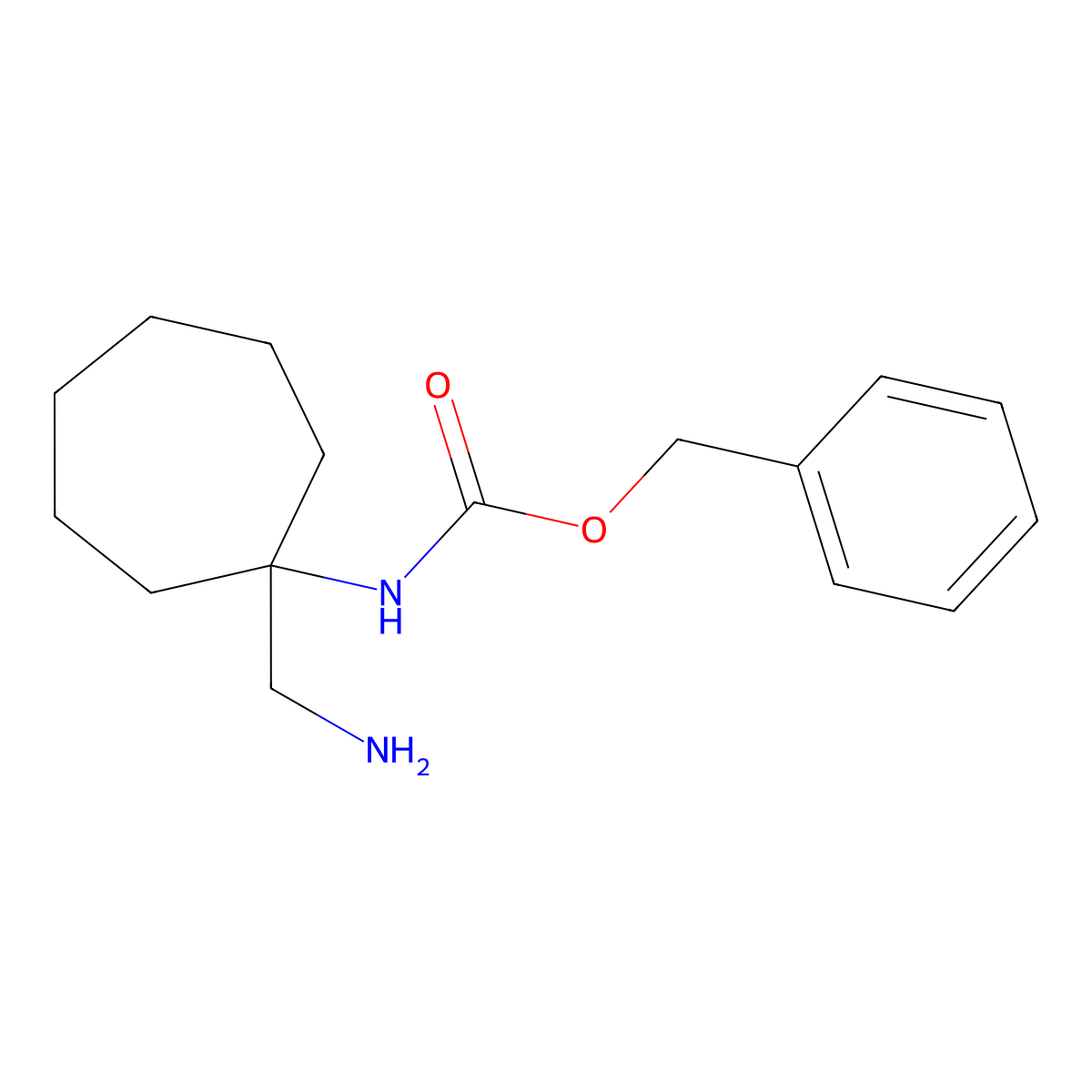 benzyl N-[1-(aminomethyl)cycloheptyl]carbamate molecular structure, CAS 1352999-90-6