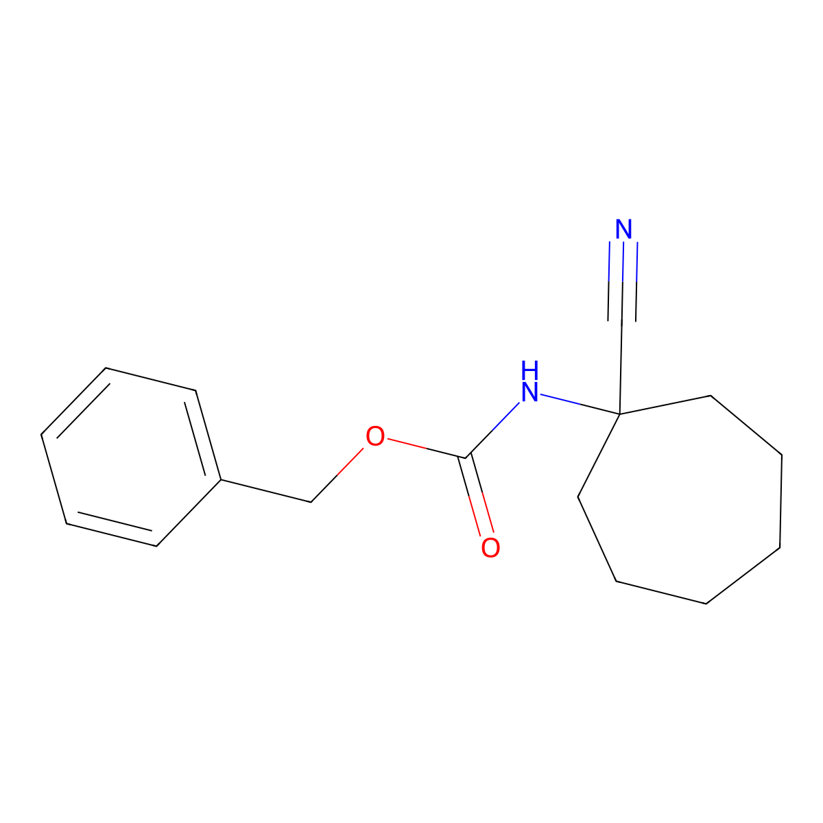 benzyl N-(1-cyanocycloheptyl)carbamate molecular structure, CAS 1352999-92-8