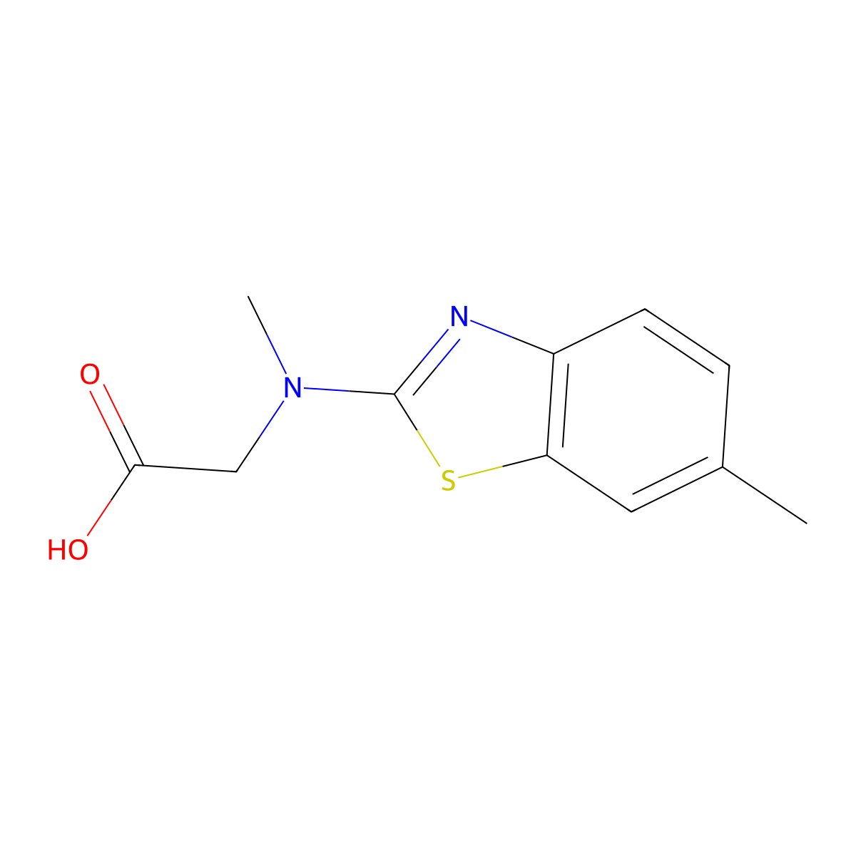 N-methyl-N-(6-methyl-1,3-benzothiazol-2-yl)glycine molecular structure, CAS 1352999-99-5