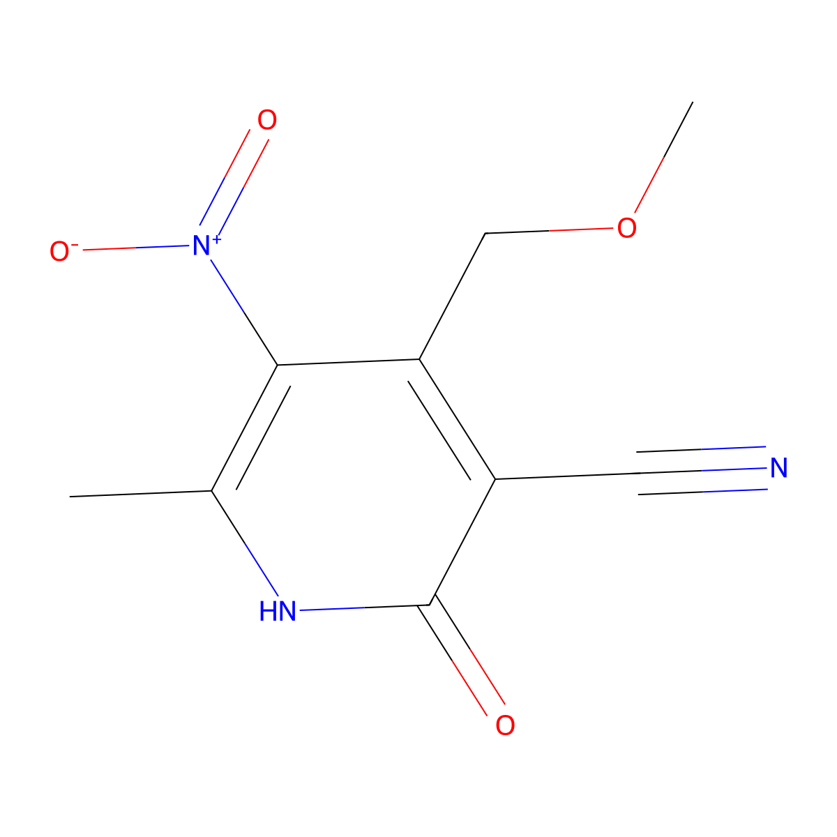 2-Methyl-3-nitro-4-methoxymethyl-5-cyano-6-oxypyridine molecular structure, CAS 13530-95-5
