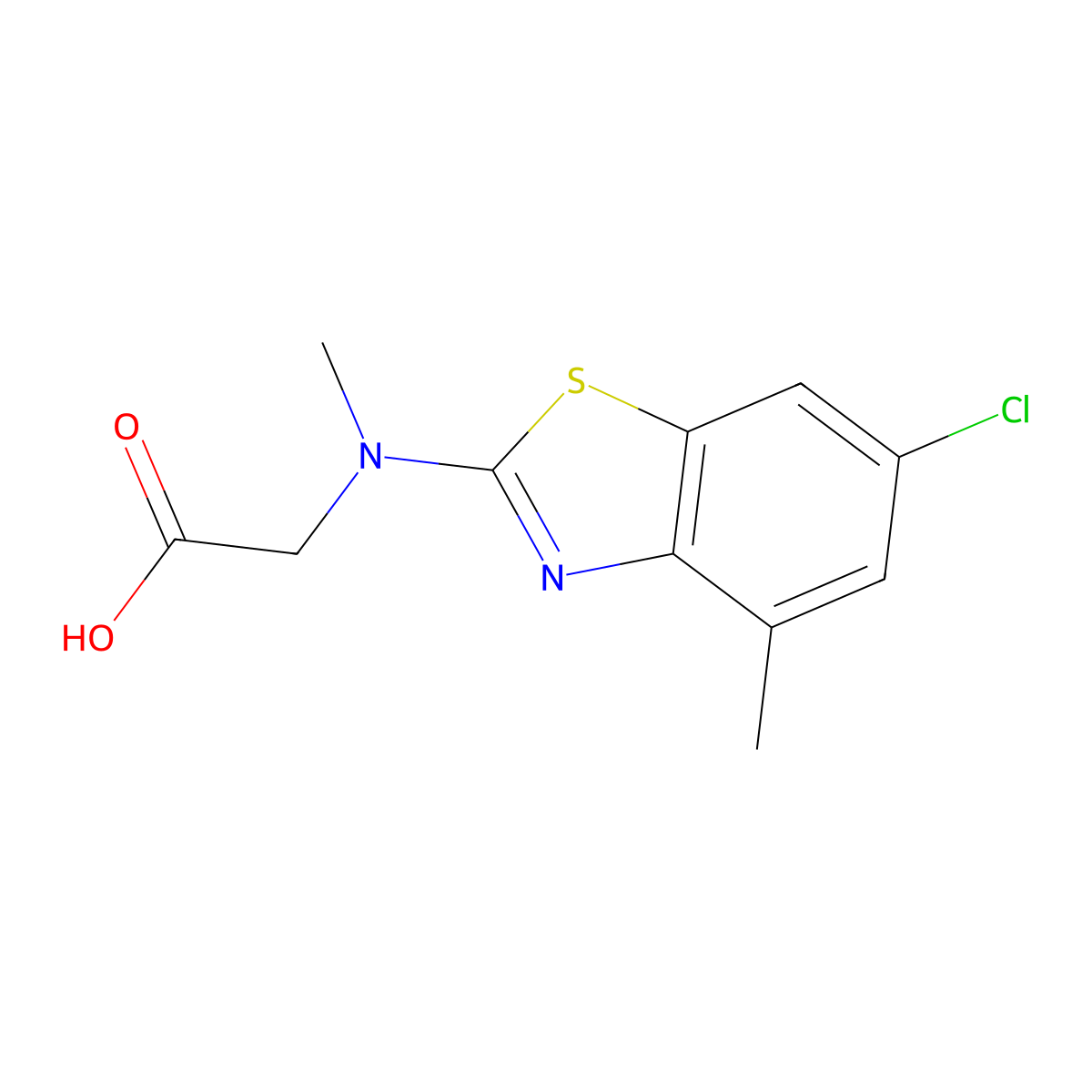 N-(6-chloro-4-methyl-1,3-benzothiazol-2-yl)-N-methylglycine molecular structure, CAS 1353000-00-6