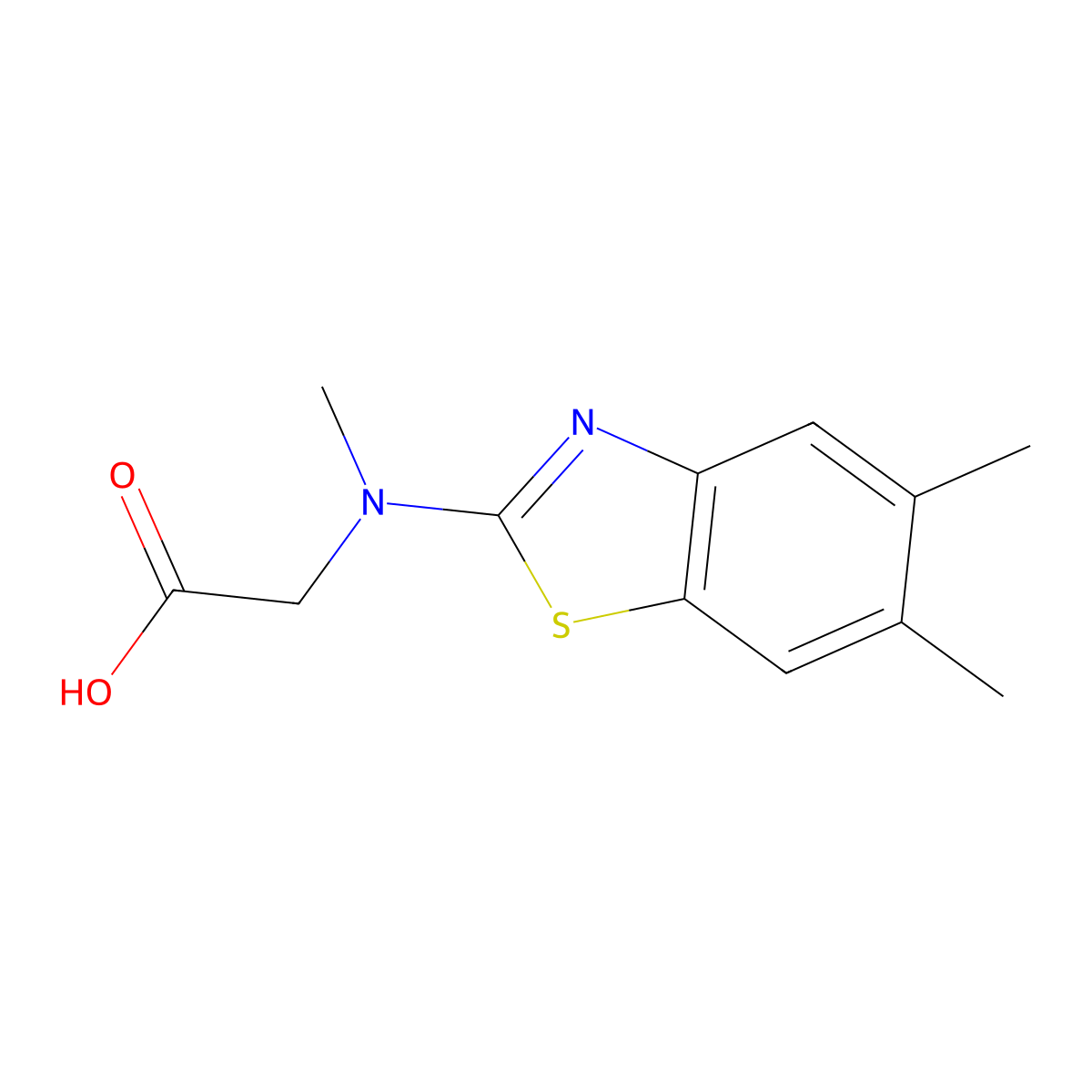 N-(5,6-dimethyl-1,3-benzothiazol-2-yl)-N-methylglycine molecular structure, CAS 1353000-09-5