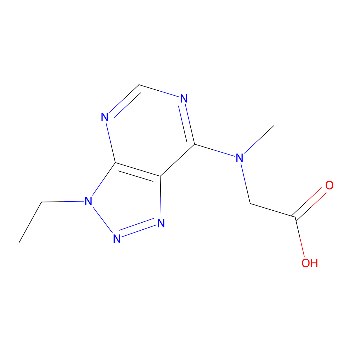 N-(3-ethyl-3H-[1,2,3]triazolo[4,5-d]pyrimidin-7-yl)-N-methylglycine molecular structure, CAS 1353000-14-2