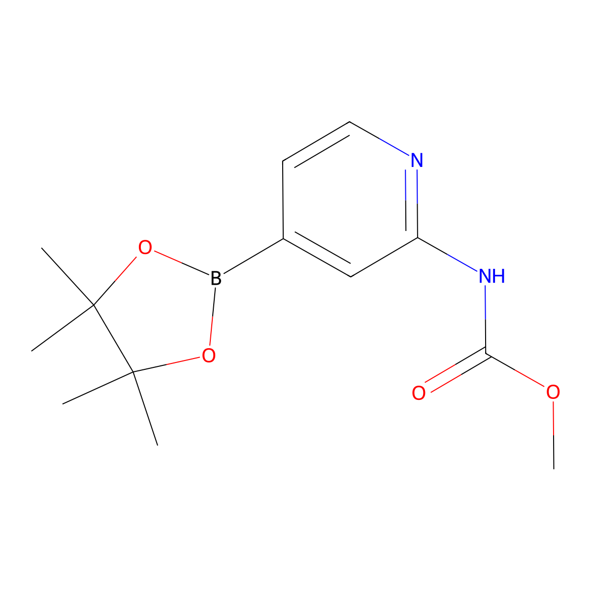 2-((Methoxycarbonyl)amino)pyridine-4-boronic acid pinacol ester molecular structure, CAS 1353004-64-4