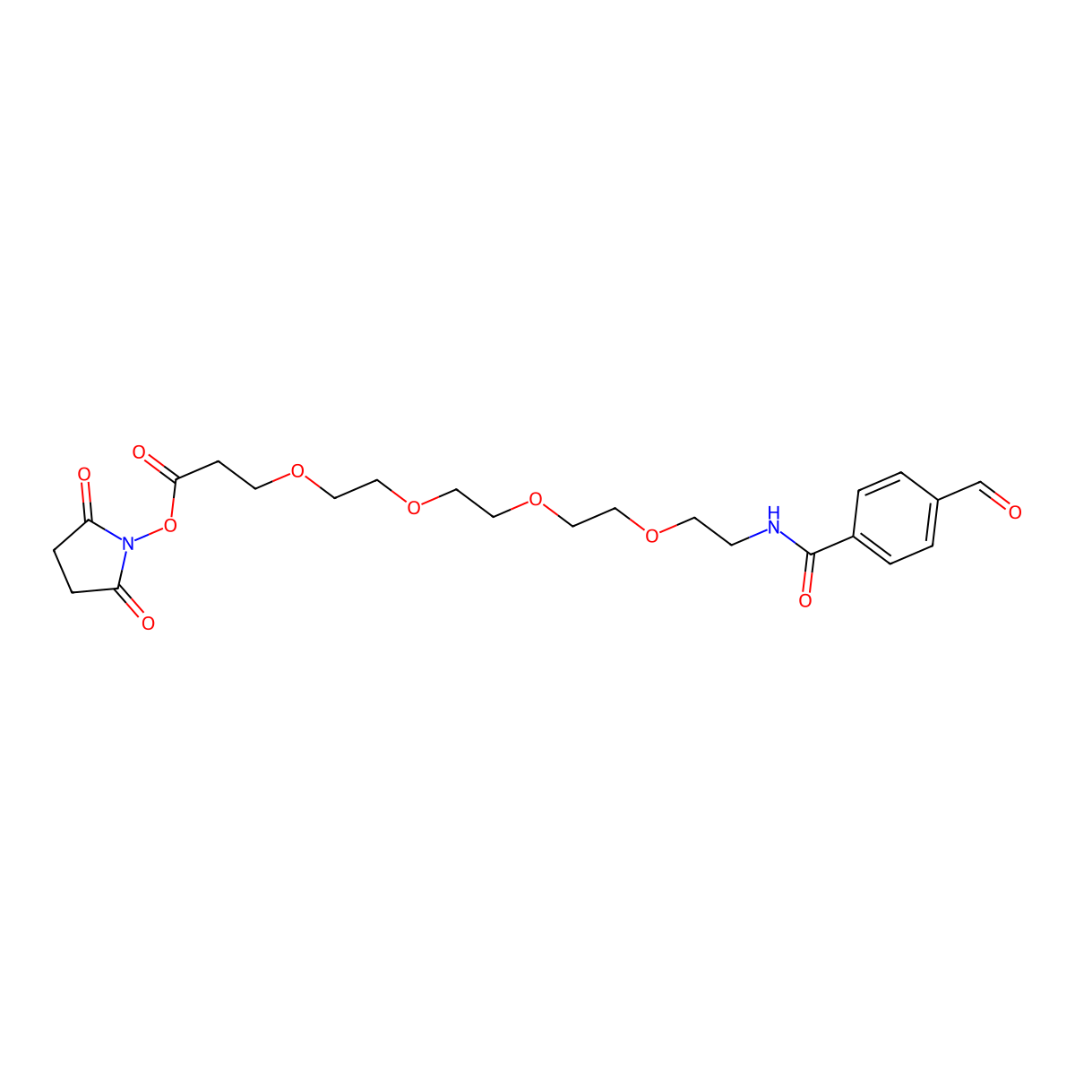 2,5-Dioxopyrrolidin-1-yl 1-[(4-formylphenyl)formamido]-3,6,9,12-tetraoxapentadecan-15-oate molecular structure, CAS 1353011-74-1