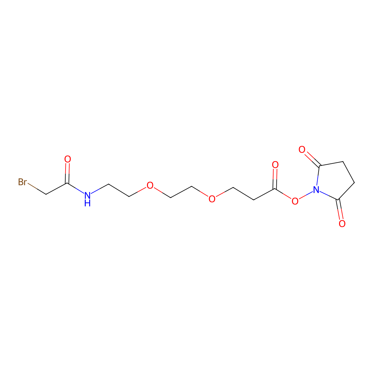 Bromoacetamido-PEG2-NHS ester molecular structure, CAS 1353011-78-5