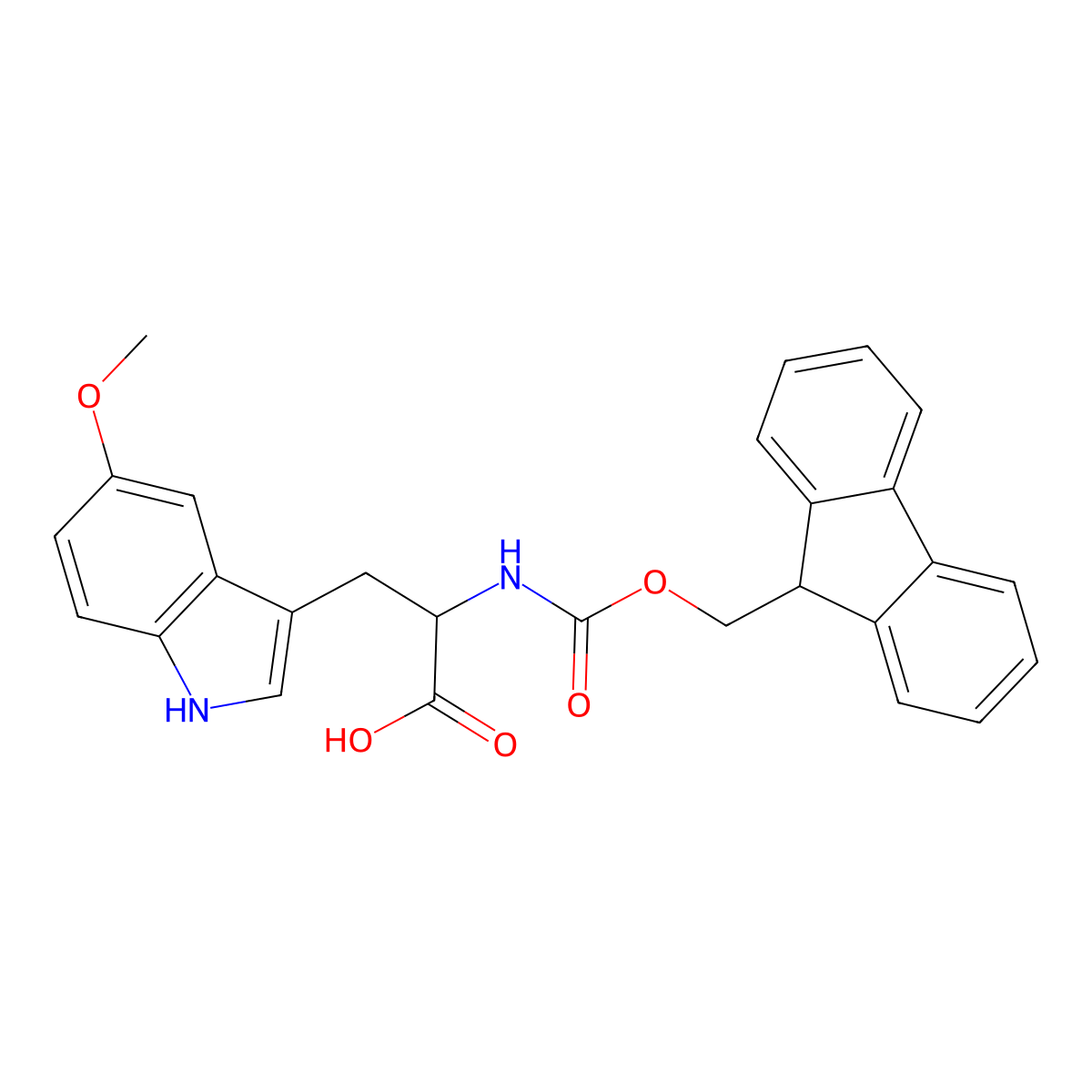 N-Fmoc-5-methoxy-D-tryptophan molecular structure, CAS 1353018-42-4