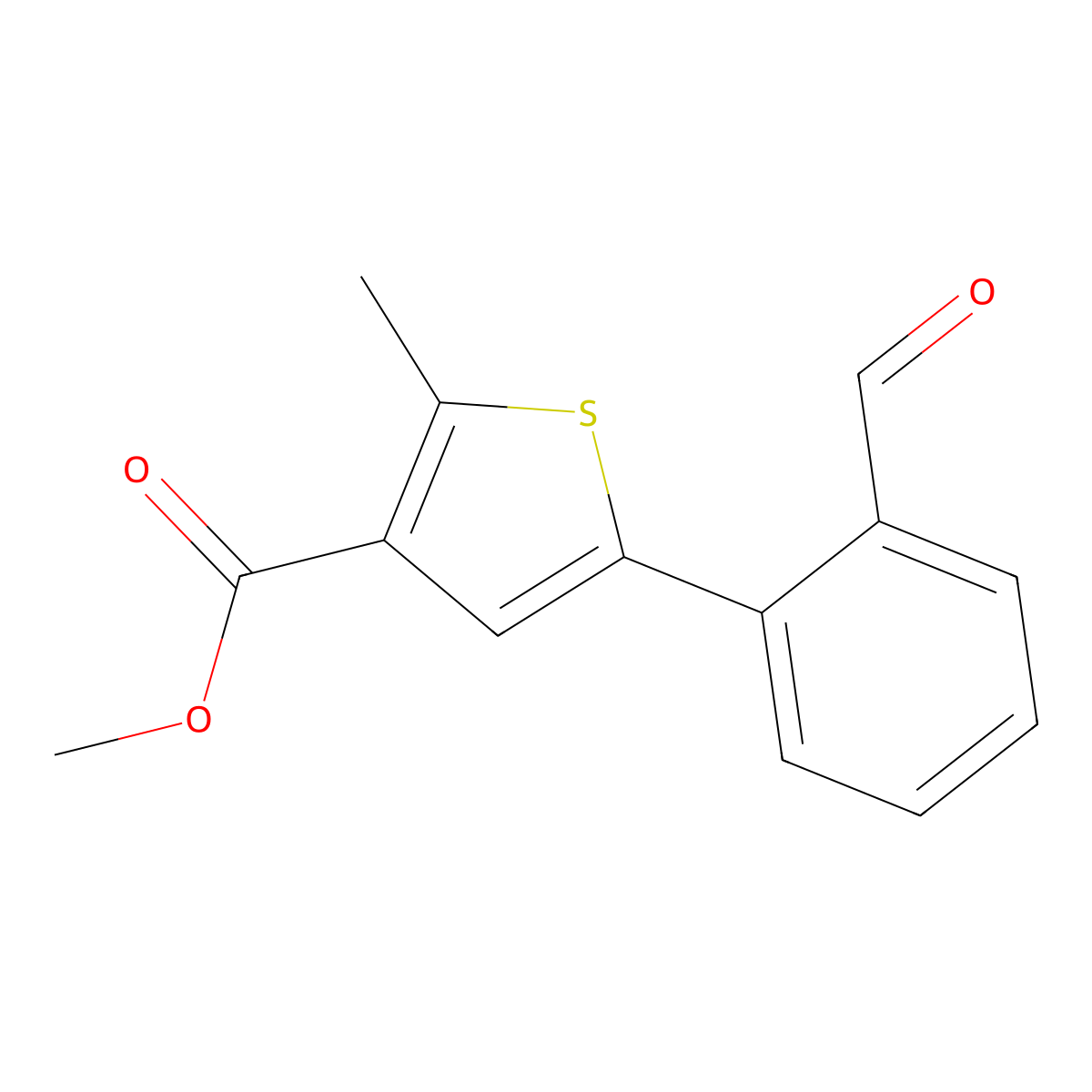 Methyl 5-(2-formylphenyl)-2-methylthiophene-3-carboxylate molecular structure, CAS 1353018-93-5