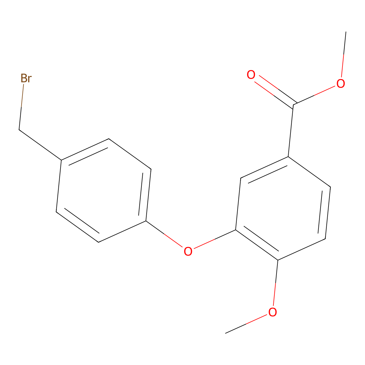 Methyl 3-(4-(bromomethyl)phenoxy)-4-methoxybenzoate molecular structure, CAS 135303-89-8