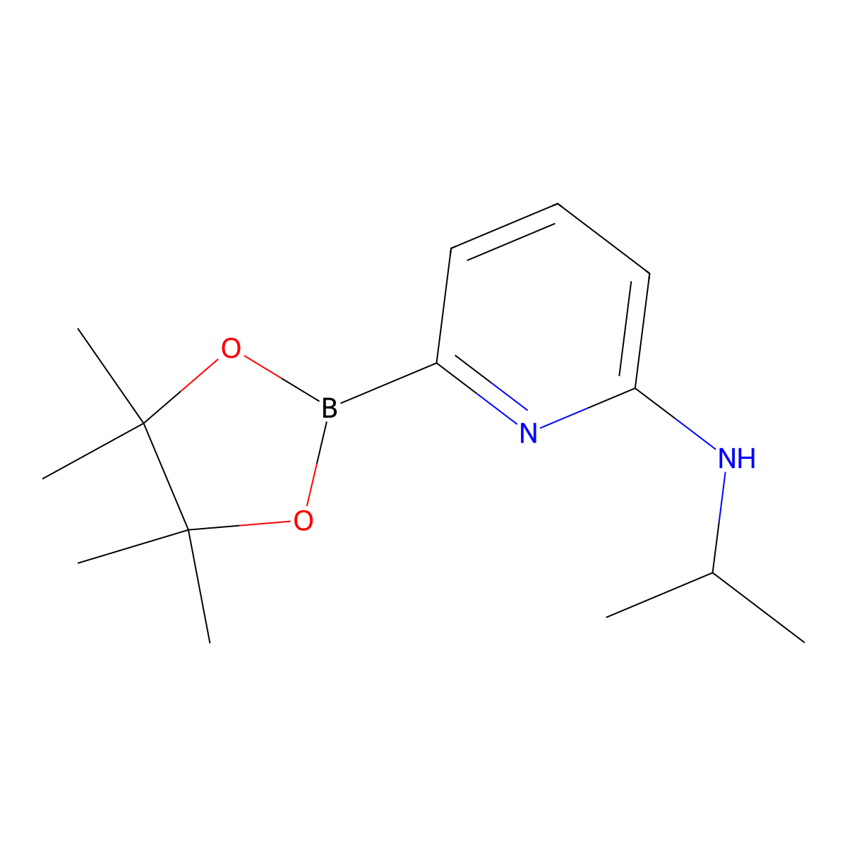 N-isopropyl-6-(tetramethyl-1,3,2-dioxaborolan-2-yl)pyridin-2-amine molecular structure, CAS 1353041-35-6
