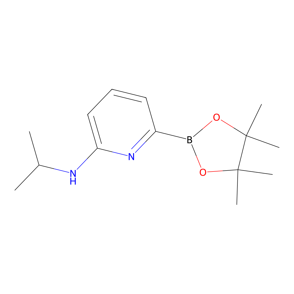 N-isopropyl-6-(tetramethyl-1,3,2-dioxaborolan-2-yl)pyridin-2-amine molecular structure, CAS 1353041-35-6
