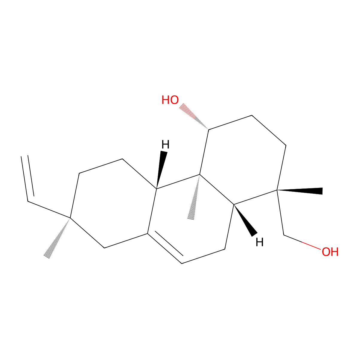 13beta-Methyl-13-vinylpodocarpa-7-ene-1beta,19-diol molecular structure, CAS 1353041-96-9
