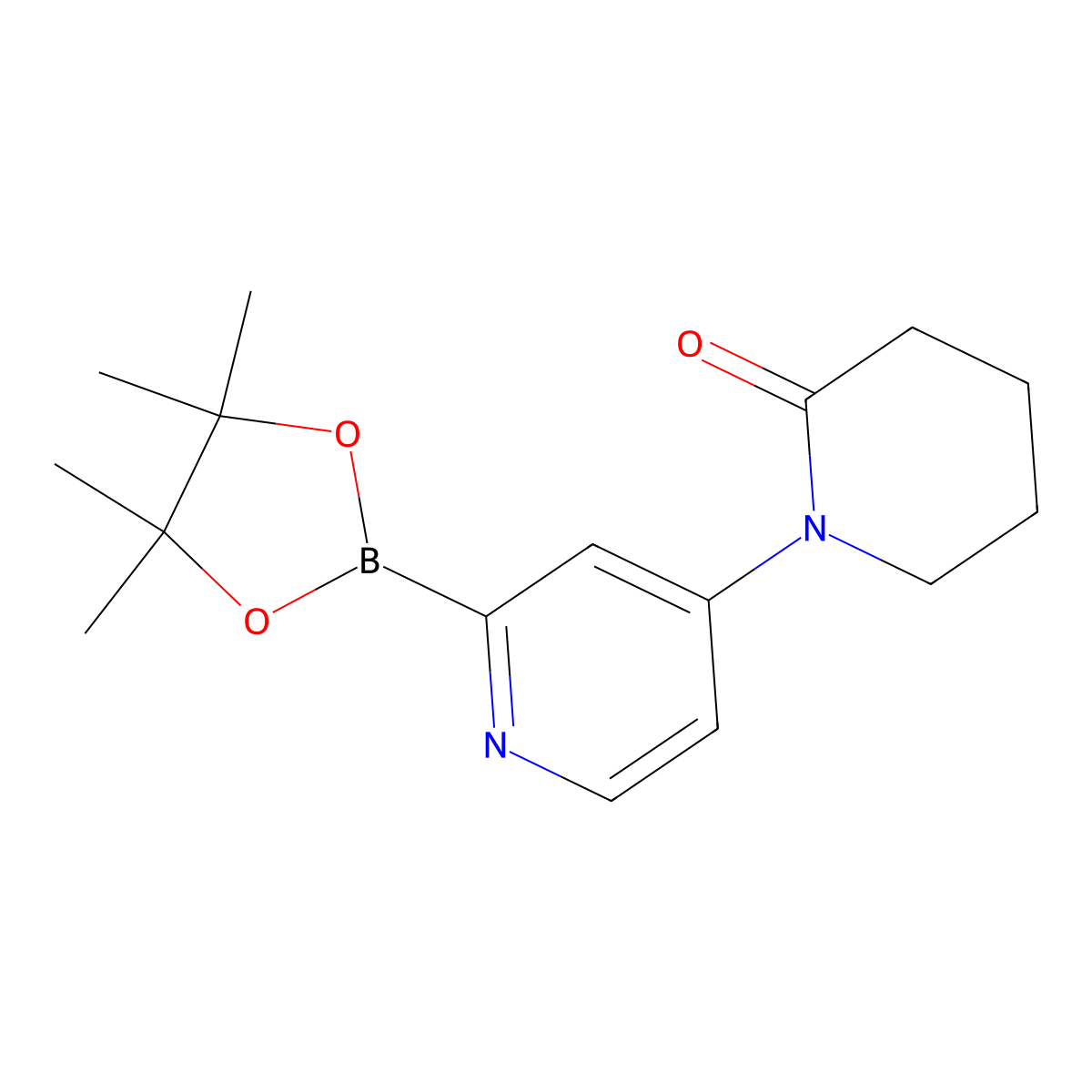 1-[2-(Tetramethyl-1,3,2-dioxaborolan-2-YL)pyridin-4-YL]piperidin-2-one molecular structure, CAS 1353053-06-1