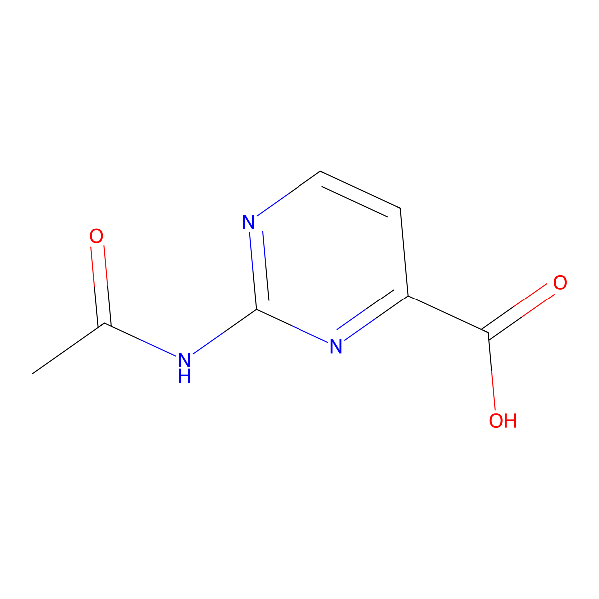 2-Acetamidopyrimidine-4-carboxylic acid molecular structure, CAS 1353100-97-6