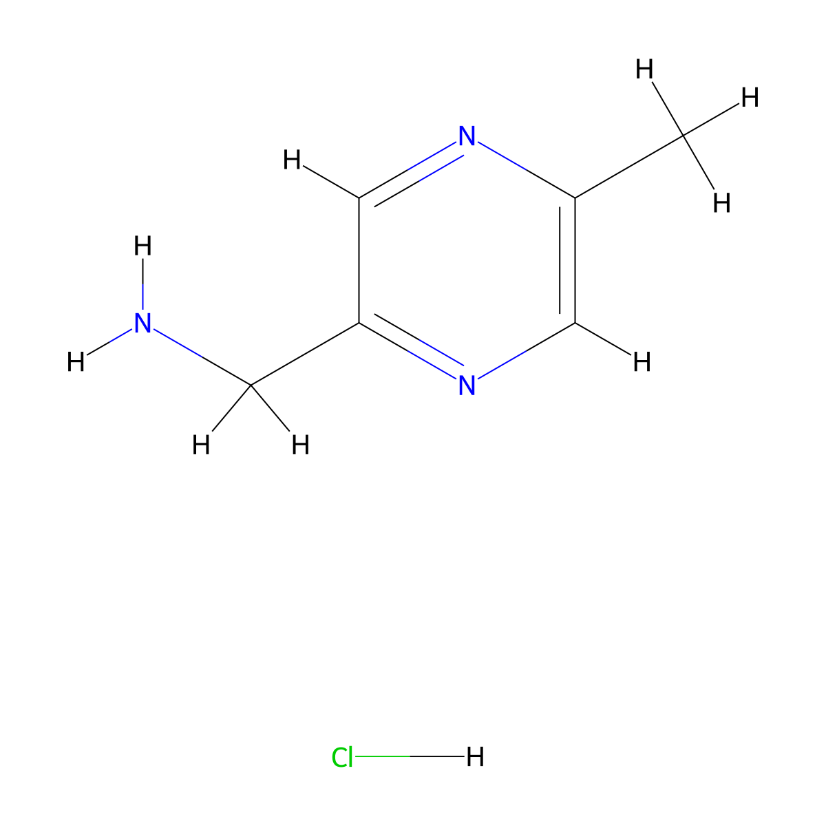 (5-Methylpyrazin-2-yl)methanamine hydrochloride molecular structure, CAS 1353101-00-4