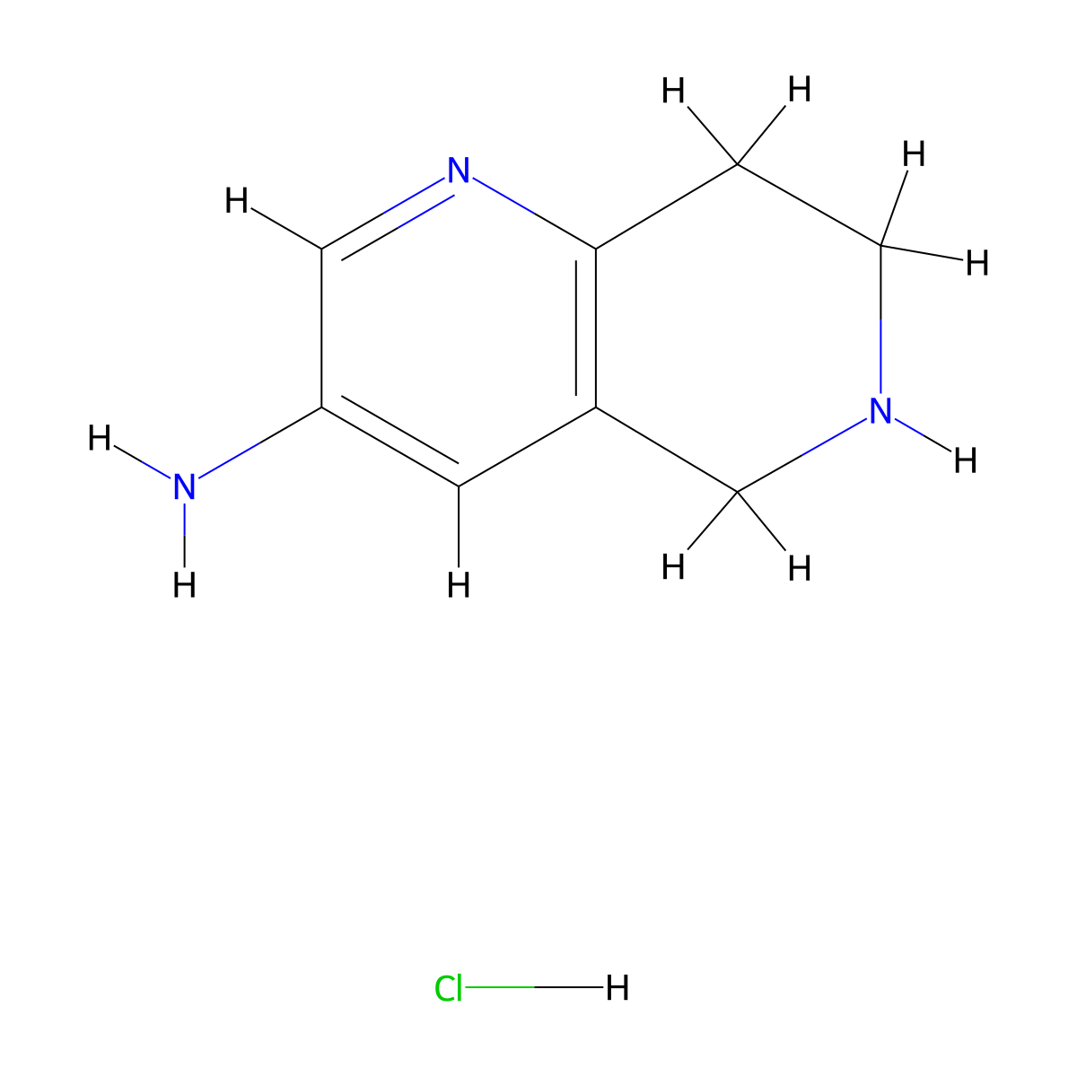 5,6,7,8-Tetrahydro-1,6-naphthyridin-3-amine hydrochloride molecular structure, CAS 1353101-01-5