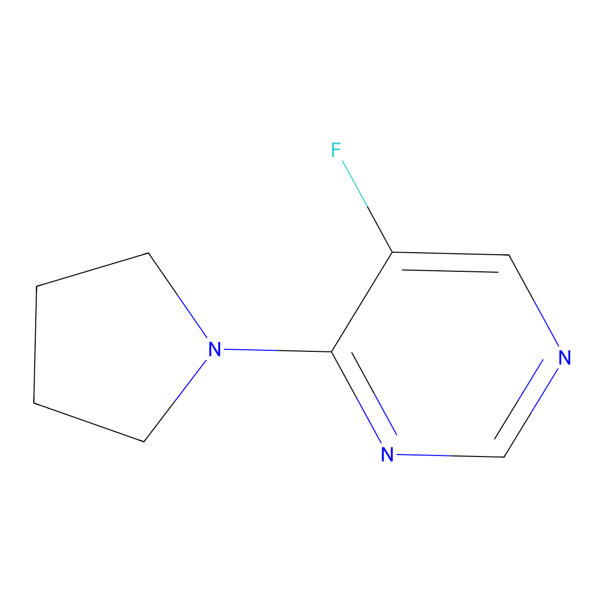 5-Fluoro-4-(pyrrolidin-1-yl)pyrimidine molecular structure, CAS 1353101-39-9